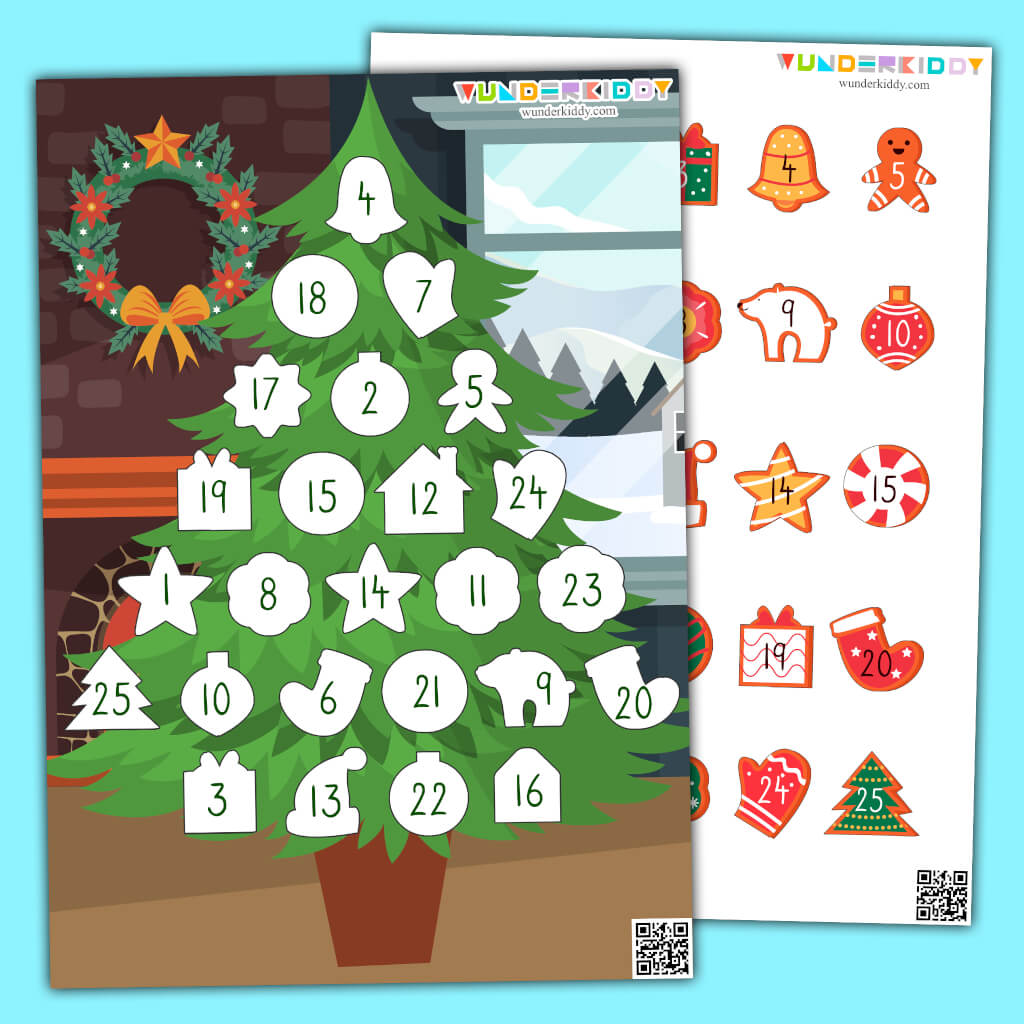 Free Printable Advent Calendar Numbers Matching Activity