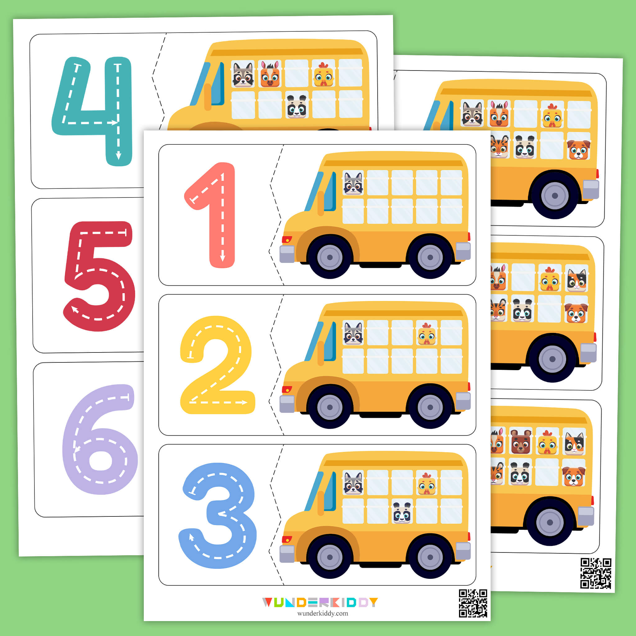 School Bus Animal Math Counting Activity