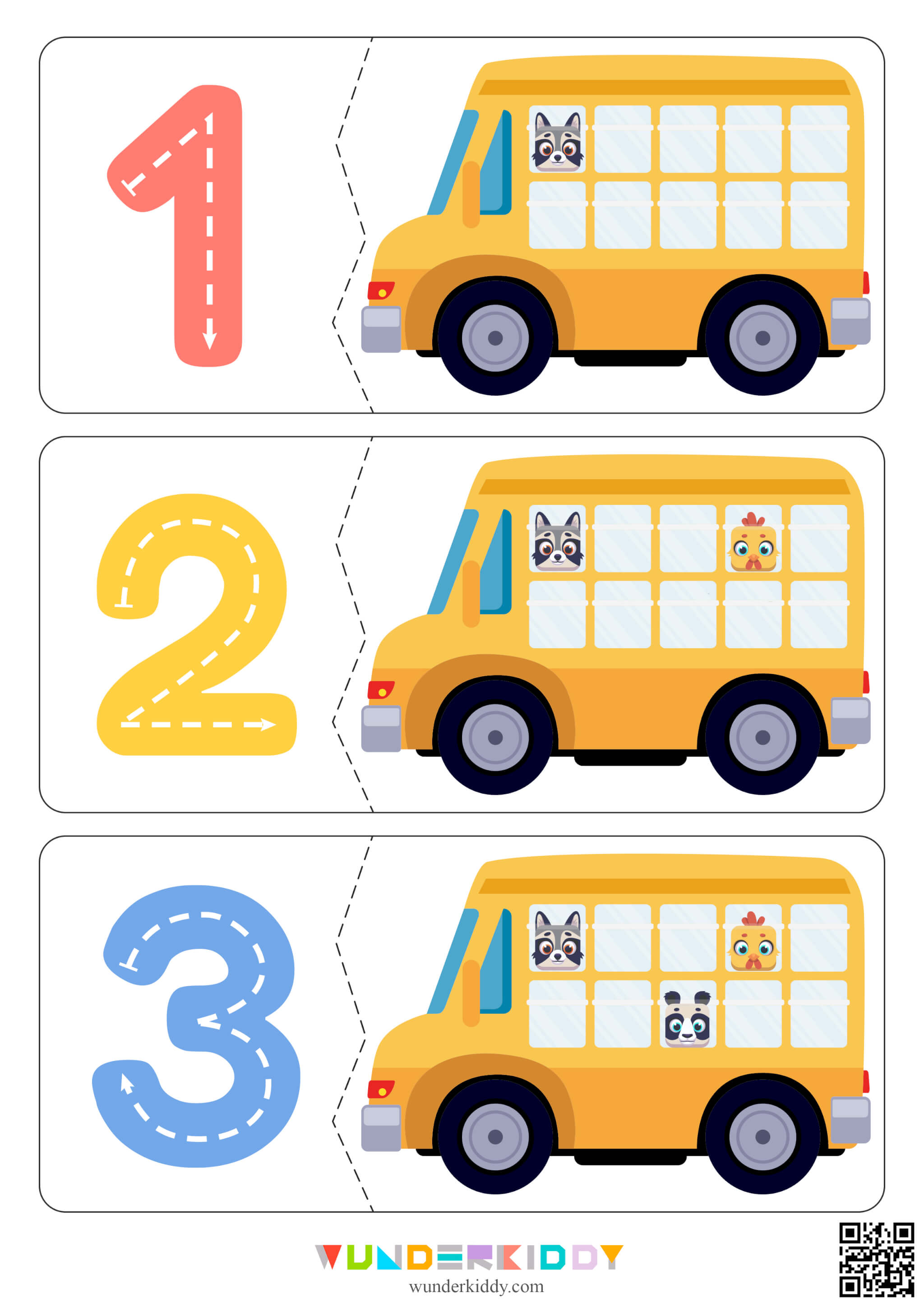 School Bus Animal Math Counting Activity - Image 2
