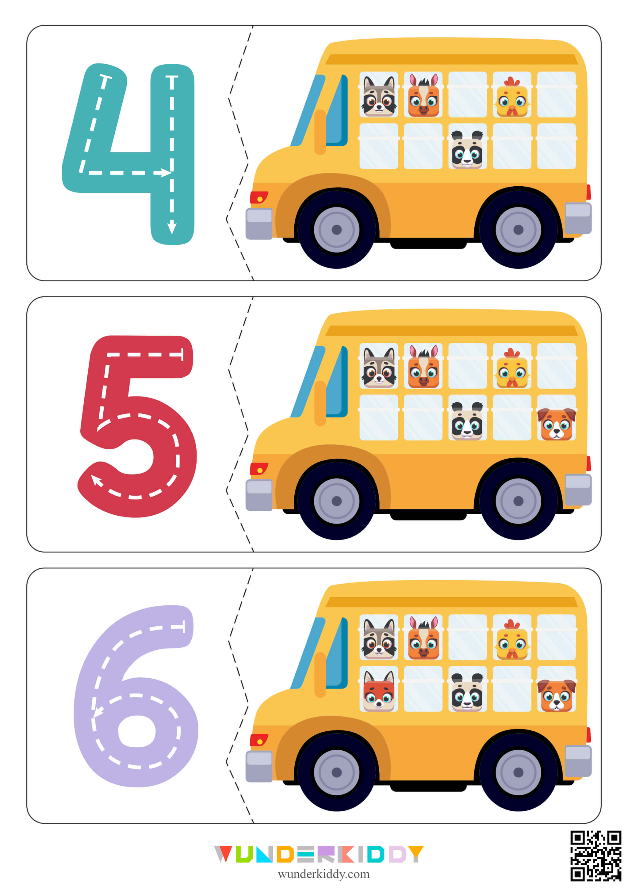 School Bus Animal Math Counting Activity - Image 3