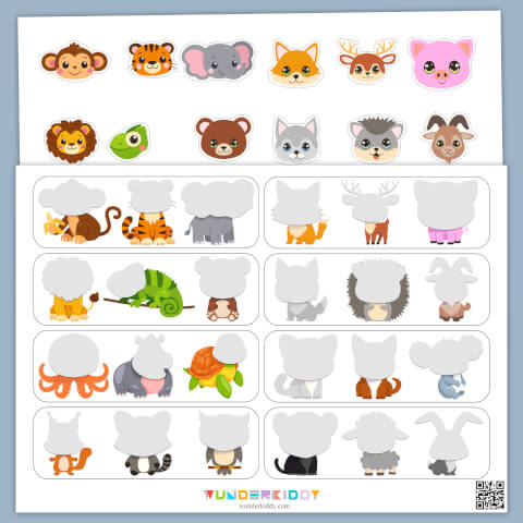 Actividad de emparejar caras de animales - Imagen 2