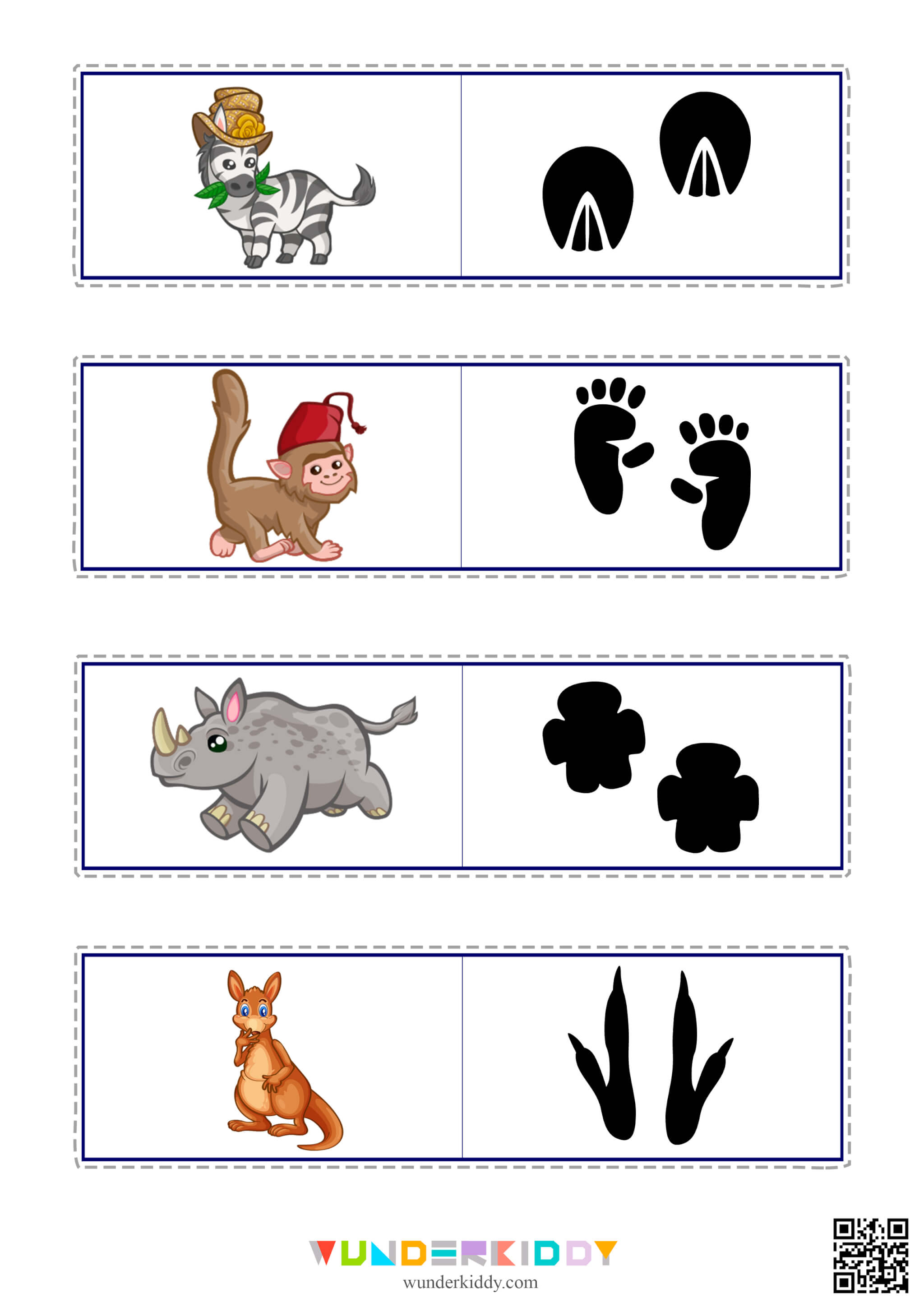 Printable Matching Activity For Preschoolers Animal Tracks