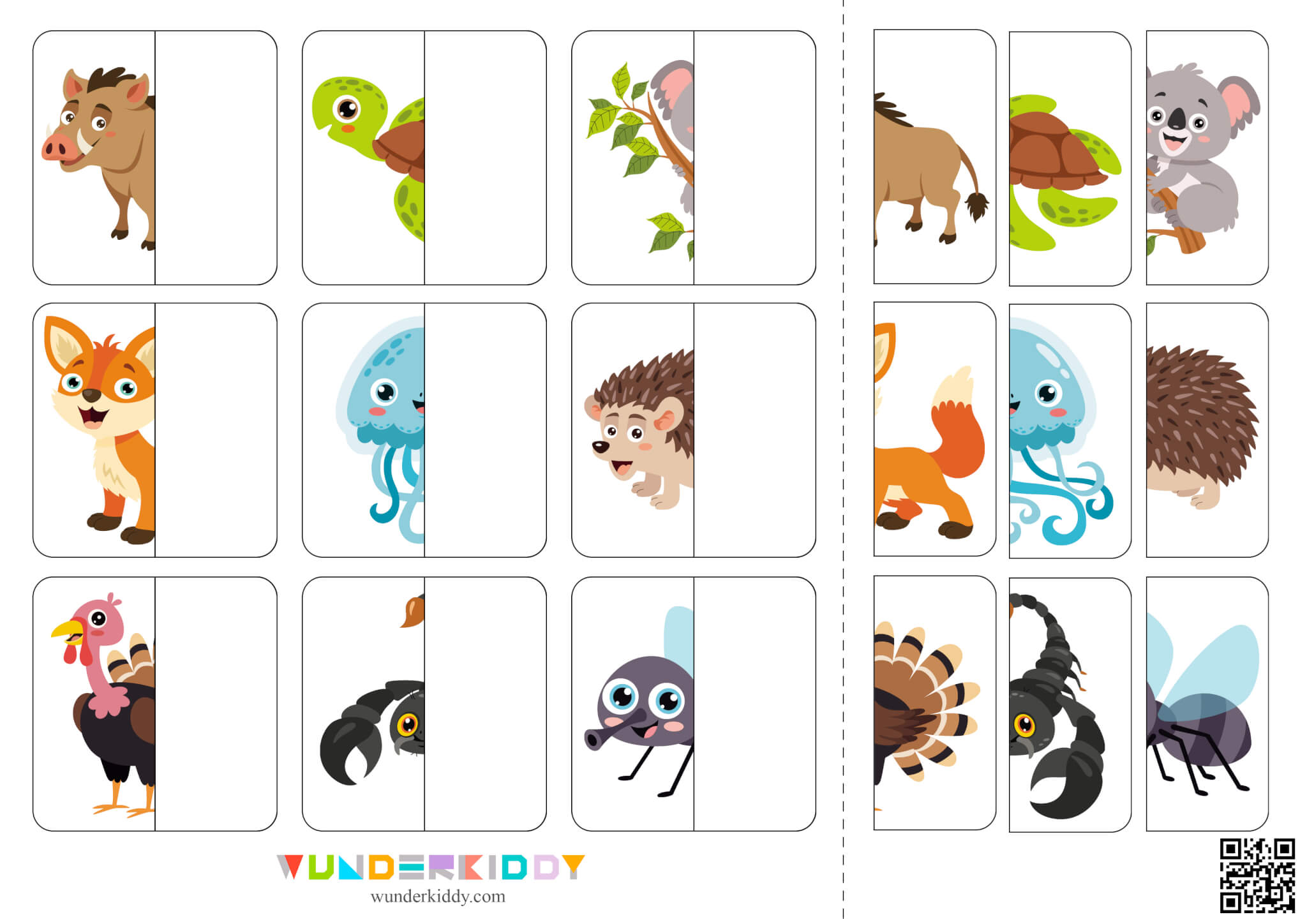 Animal Halves Matching Worksheets - Image 7