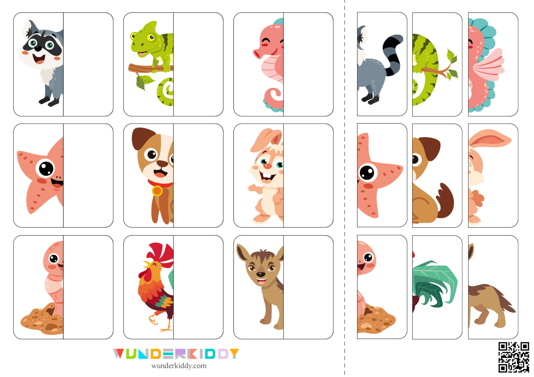 Animal Halves Matching Worksheets - Image 8