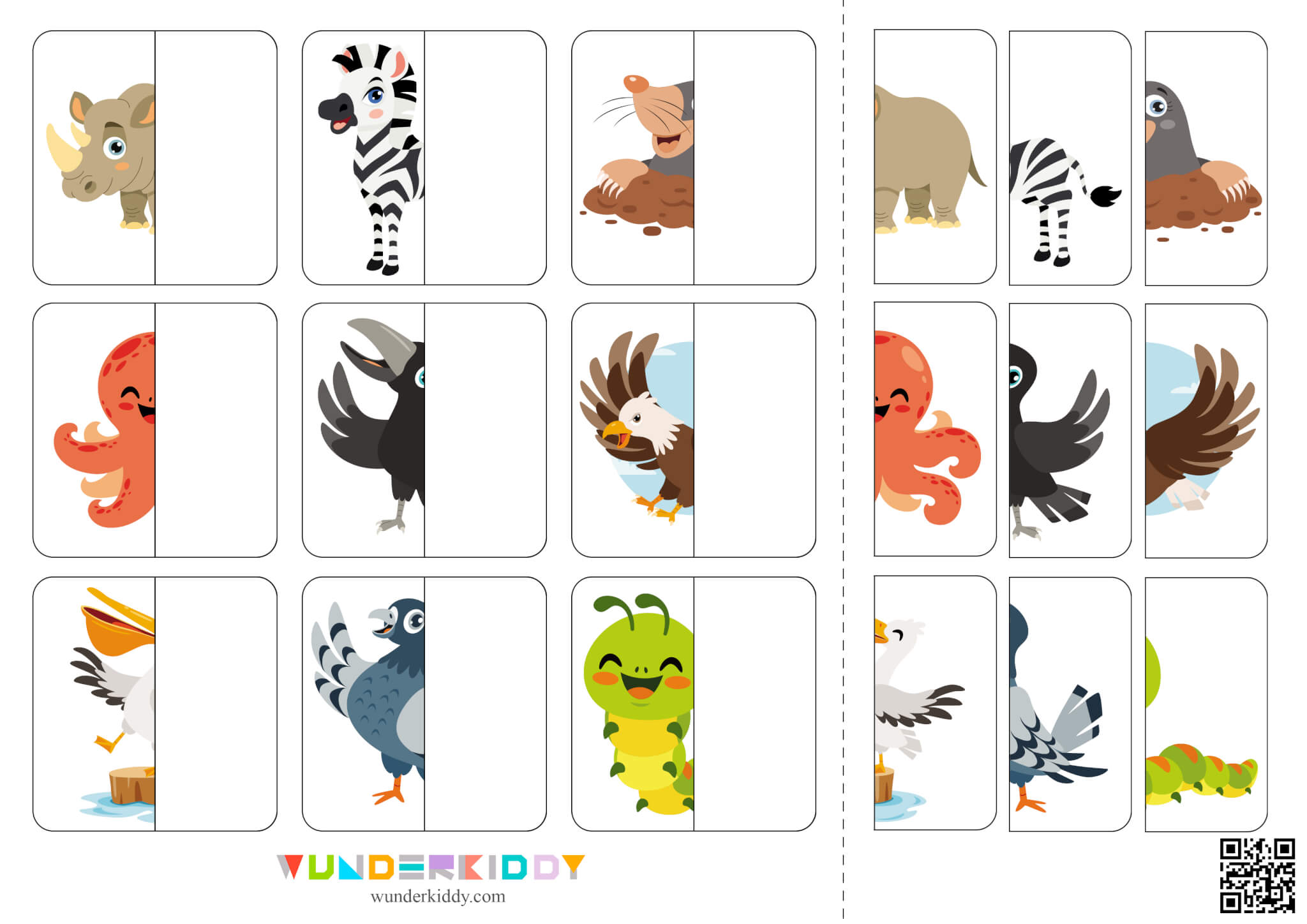 Animal Halves Matching Worksheets - Image 9