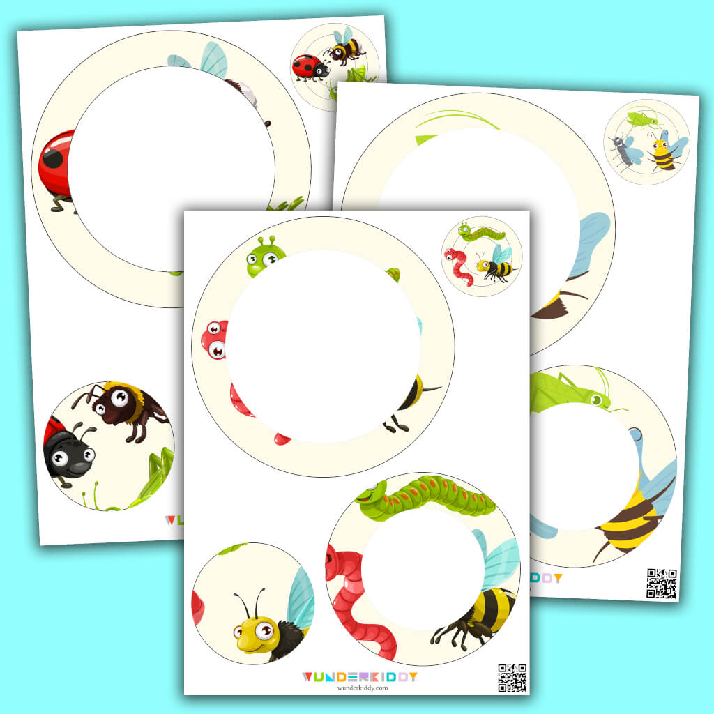 Printable Wheel Logical Puzzle Insects Activity for Kids