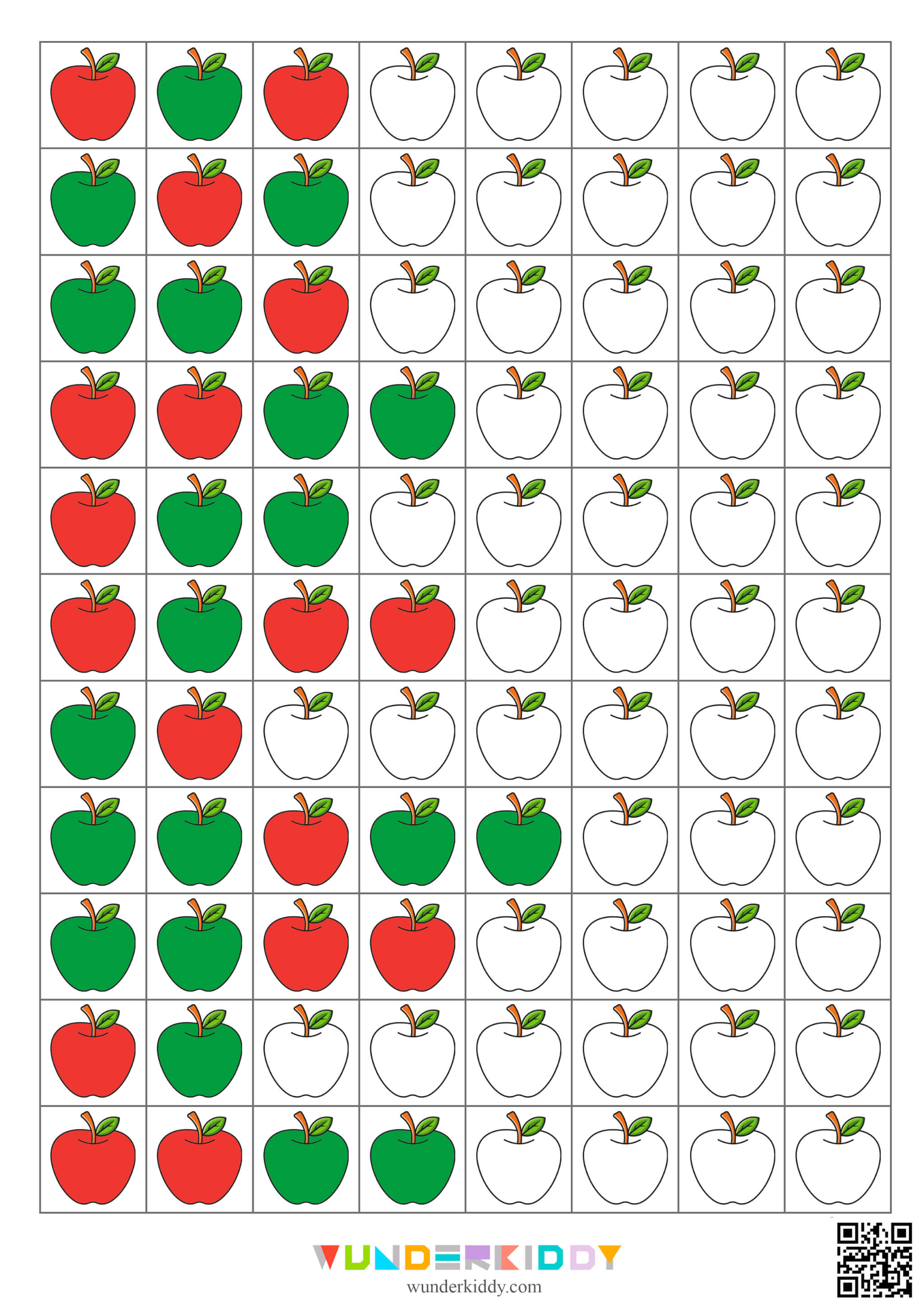 Apple Pattern Worksheets for Kids - Image 2