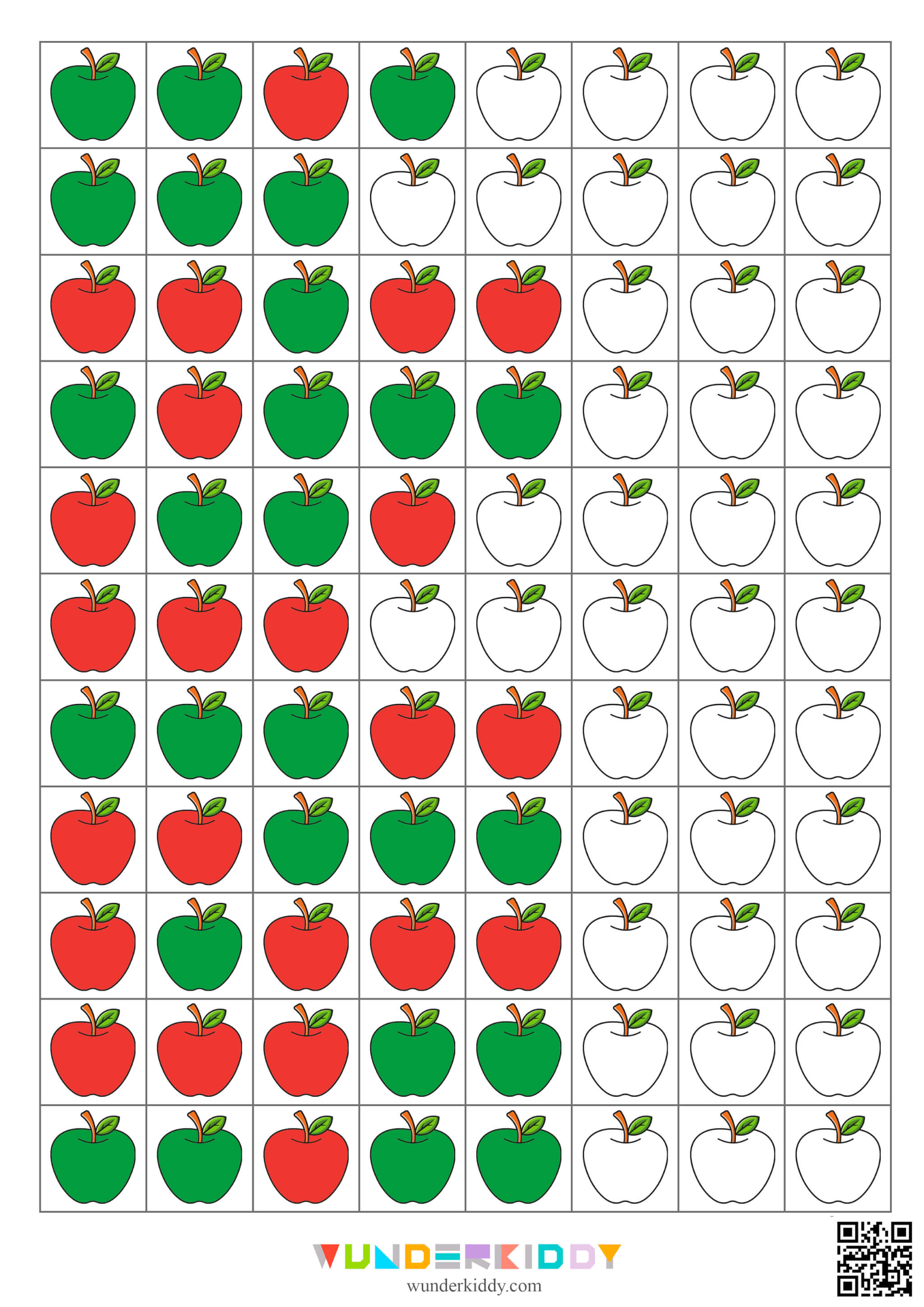 Apple Pattern Worksheets for Kids - Image 3