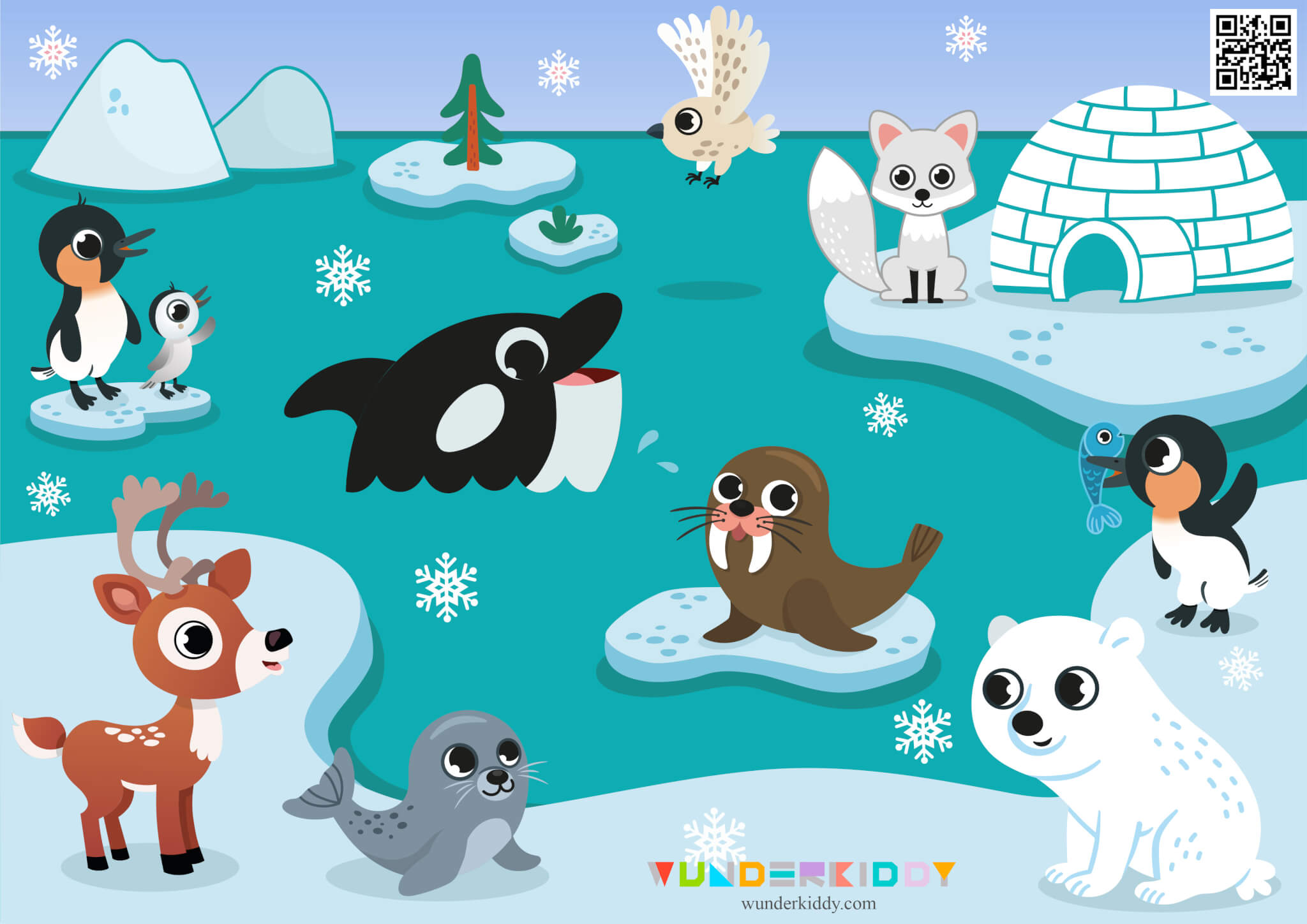 Arctic Animals Shadow Matching Worksheet For Kids