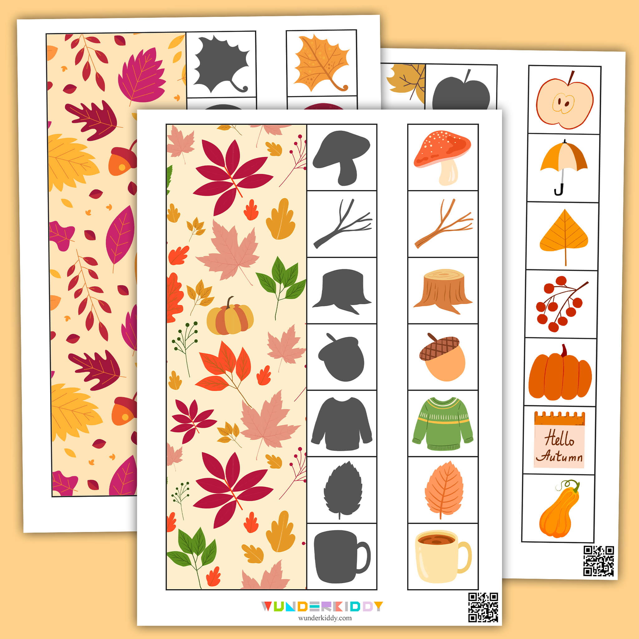 Autumn Shadow Matching Worksheets