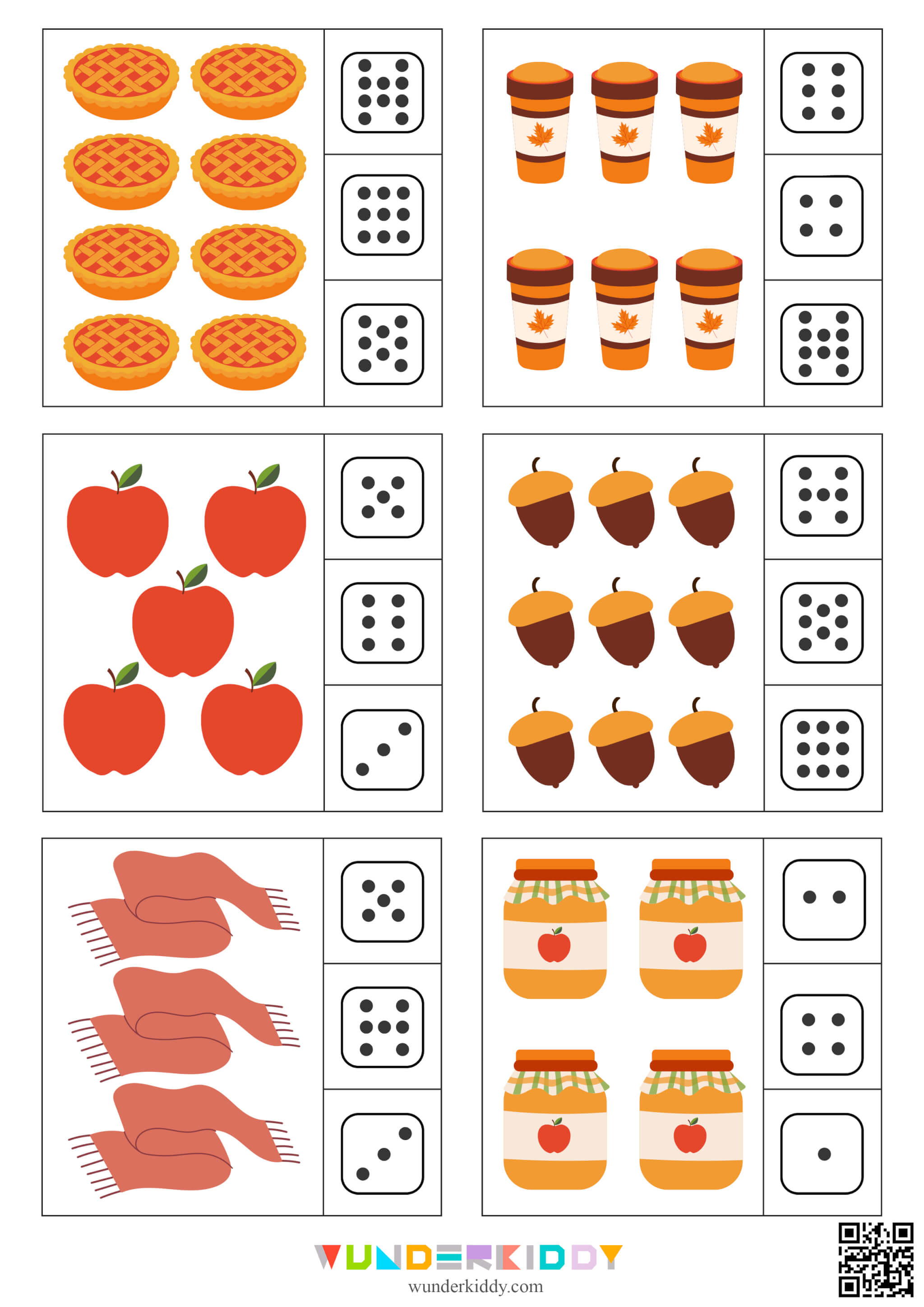 Autumn Dice Counting to 10 Worksheets - Image 2
