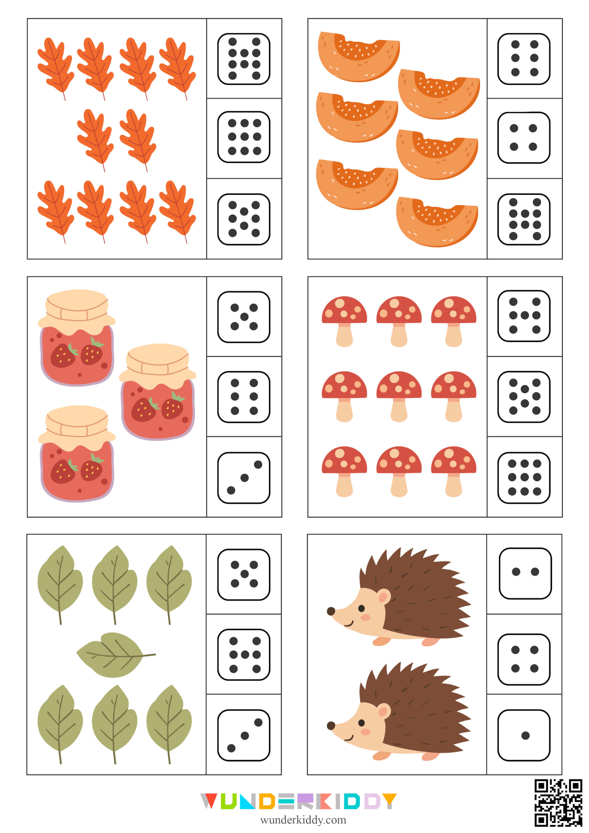 Autumn Dice Counting to 10 Worksheets - Image 3