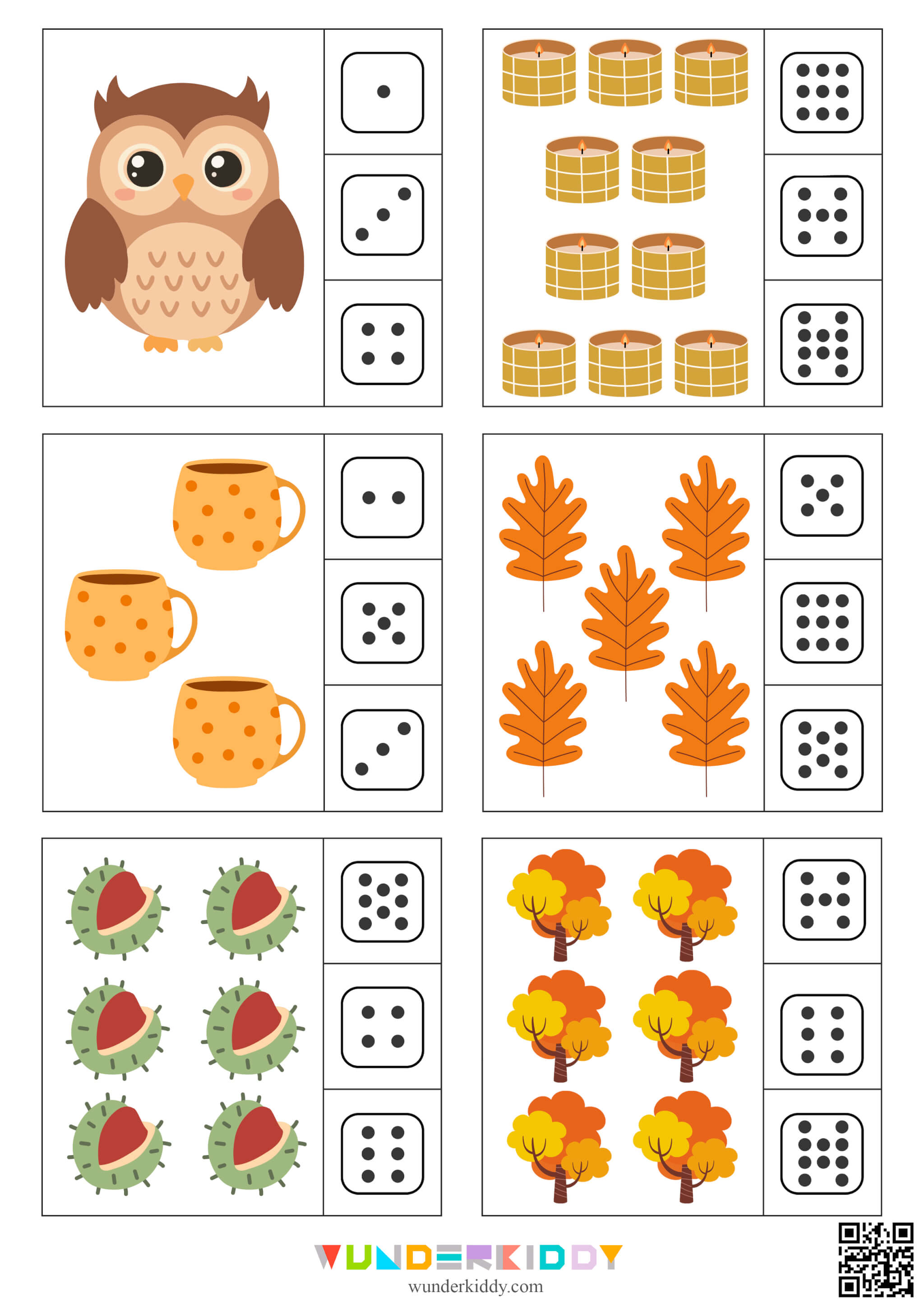 Autumn Dice Counting to 10 Worksheets - Image 4