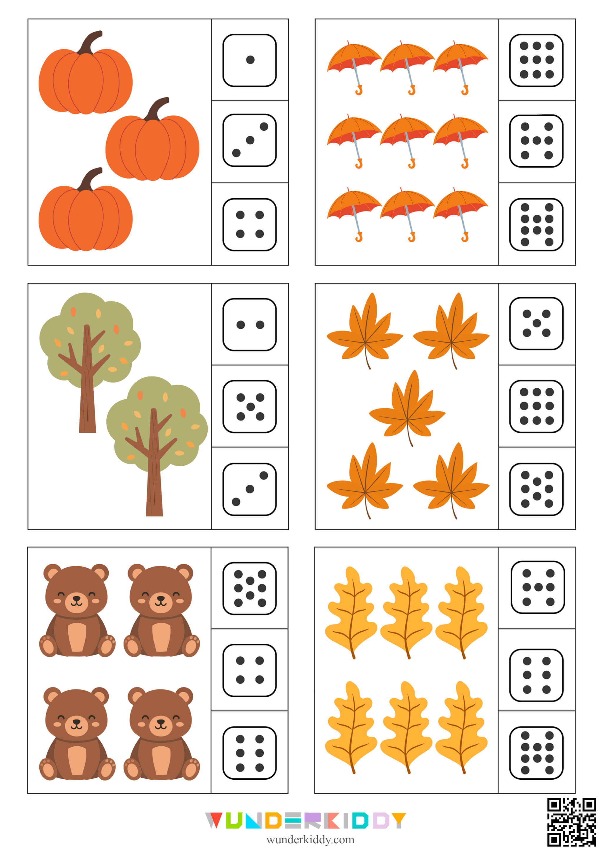 Autumn Dice Counting to 10 Worksheets - Image 5