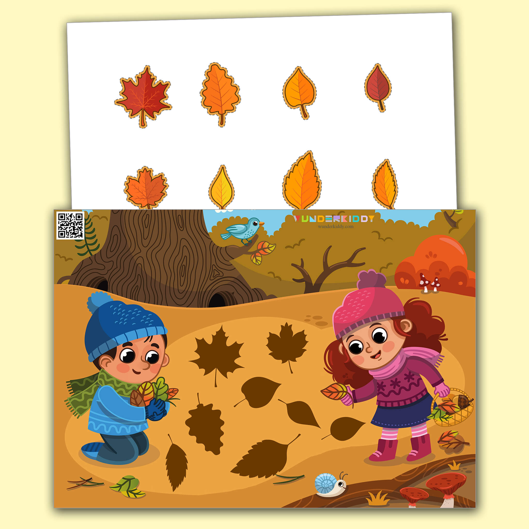 Shadow Matching Worksheet Fallen Leaves