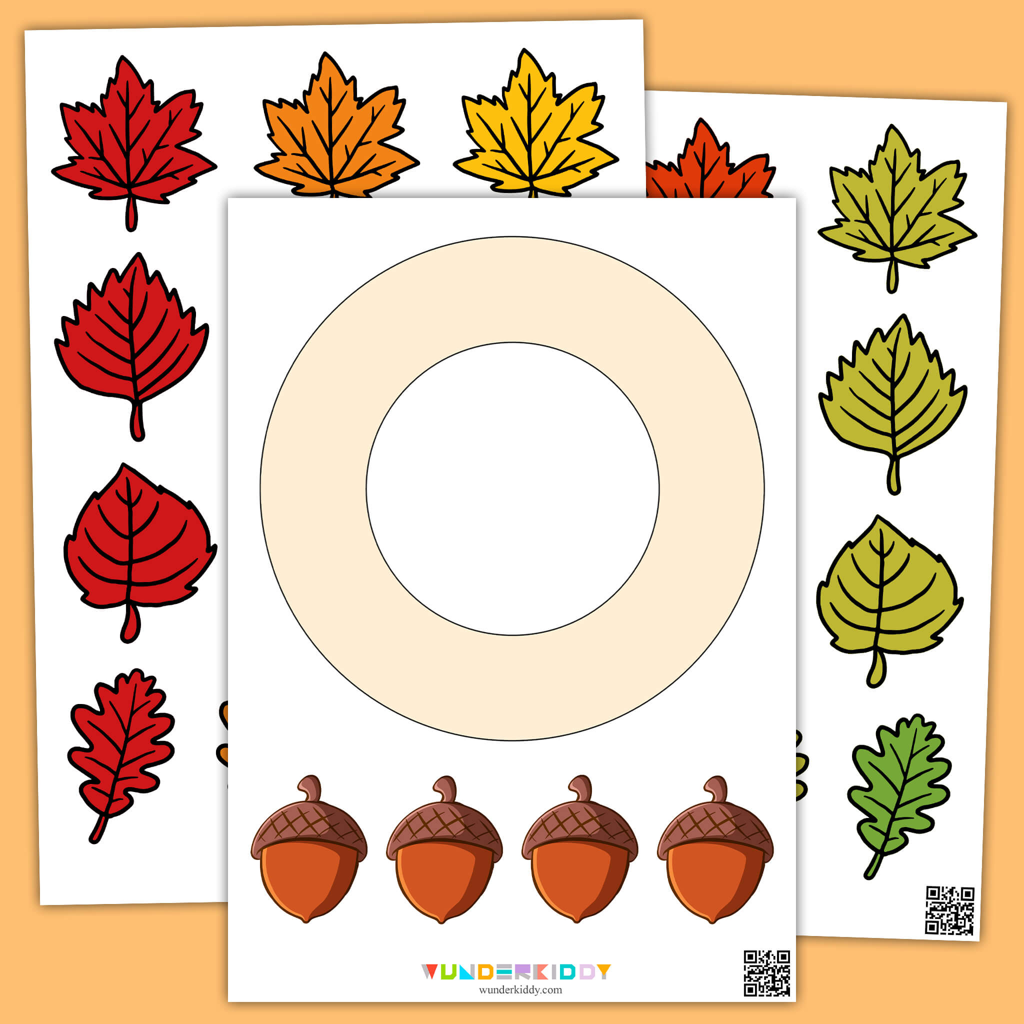 Autumn Leaves Wreath Template