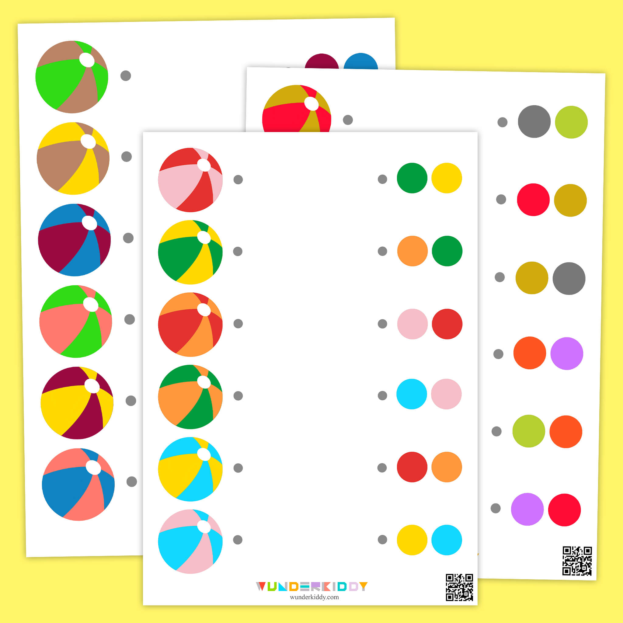Match the Colors: Summer Beach Ball Worksheets