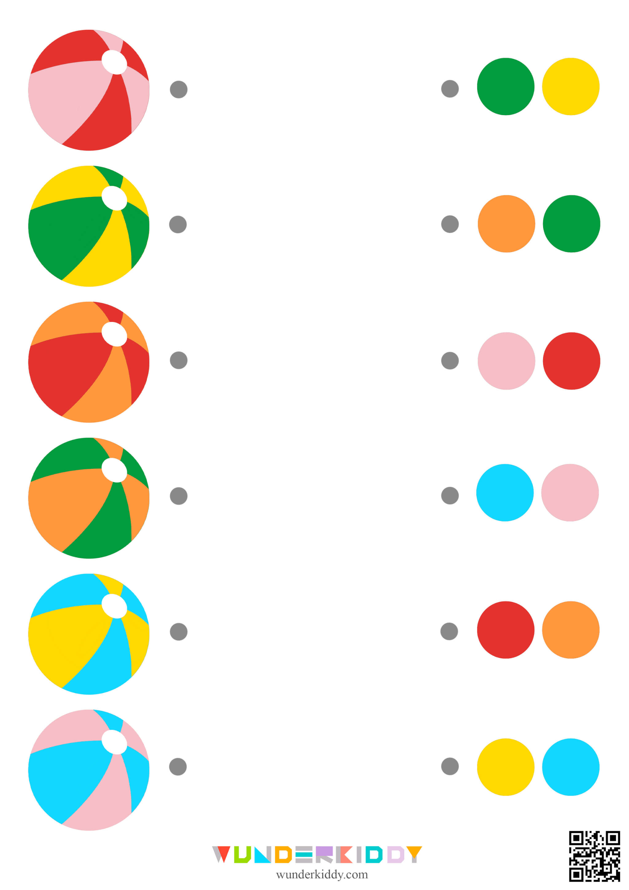 Match the Colors: Summer Beach Ball Worksheets - Image 2
