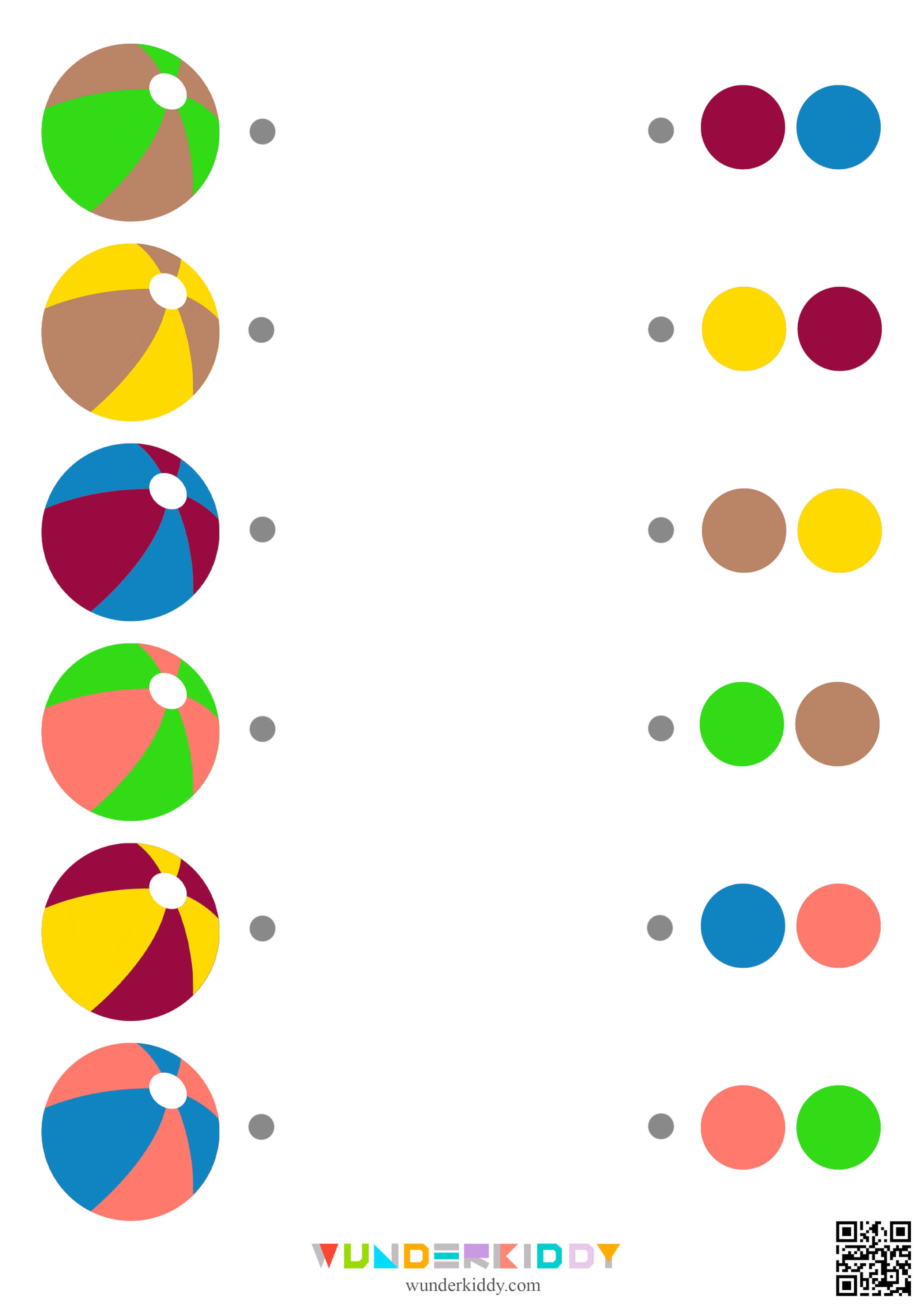 Match the Colors: Summer Beach Ball Worksheets - Image 3