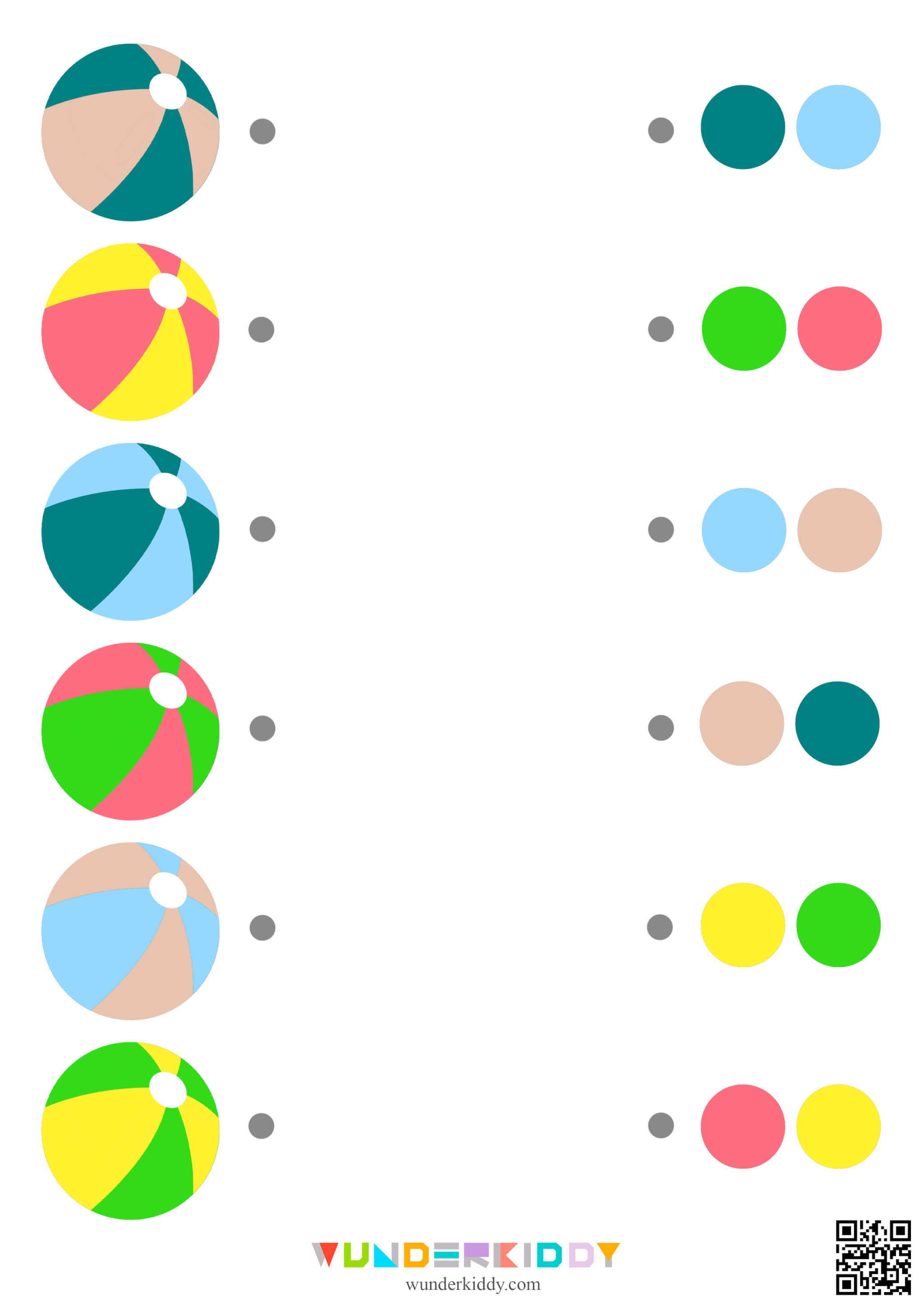 Match the Colors: Summer Beach Ball Worksheets - Image 5