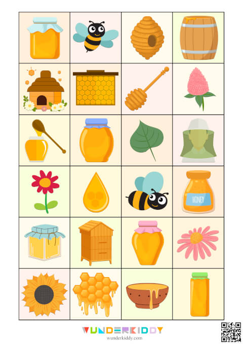 Printable Bee Themed Shadow Matching Game for Preschool