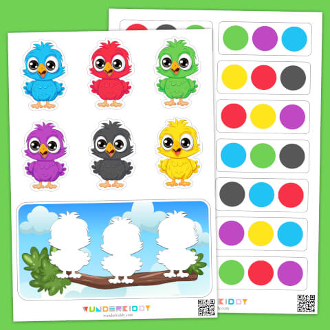 Pájaros en la rama secuencias de colores - Imagen 2