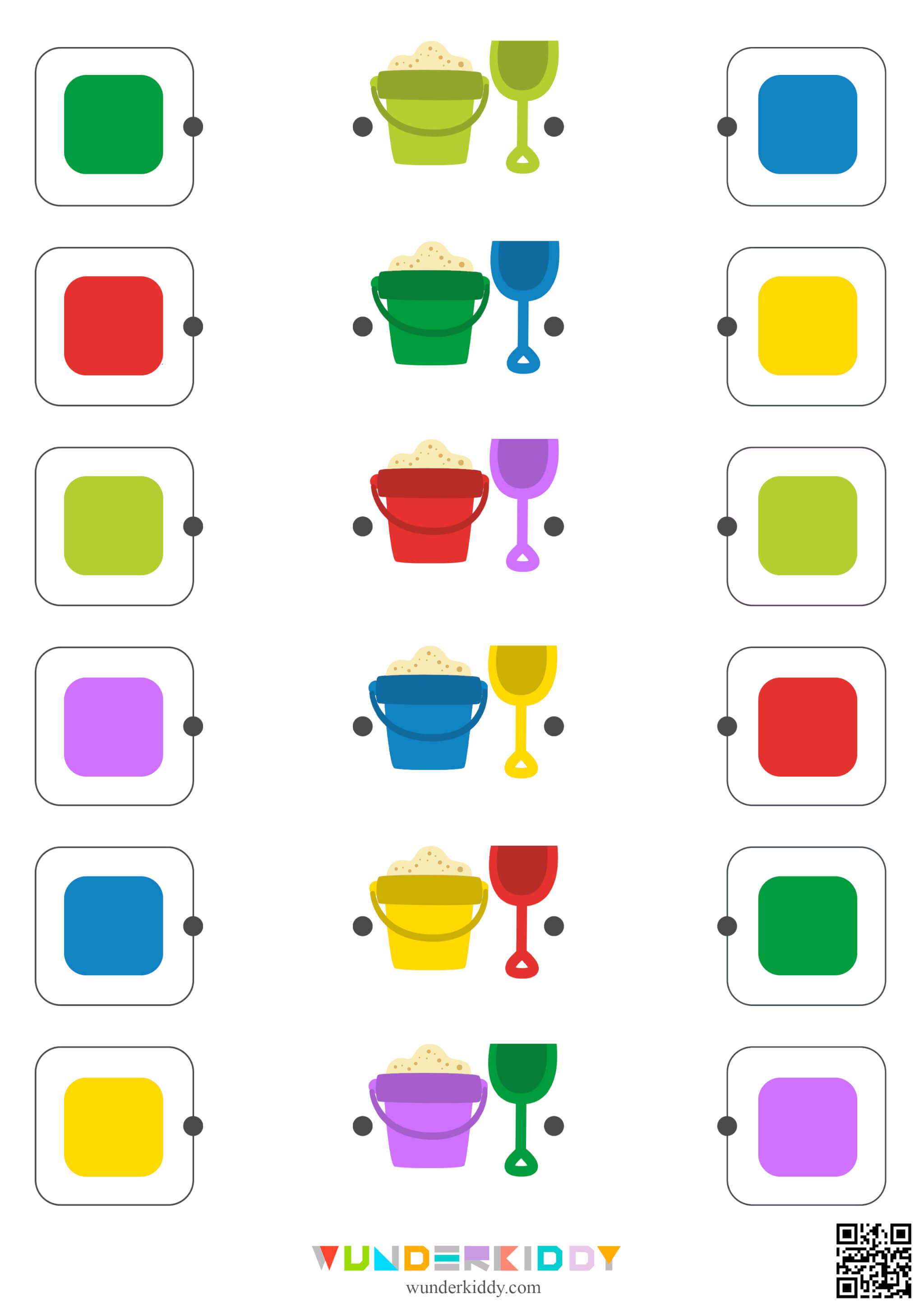 Summer Bucket and Shovel Color Matching Activity - Image 2