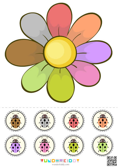 Color Matching Bugs and Flower Worksheet - Image 3