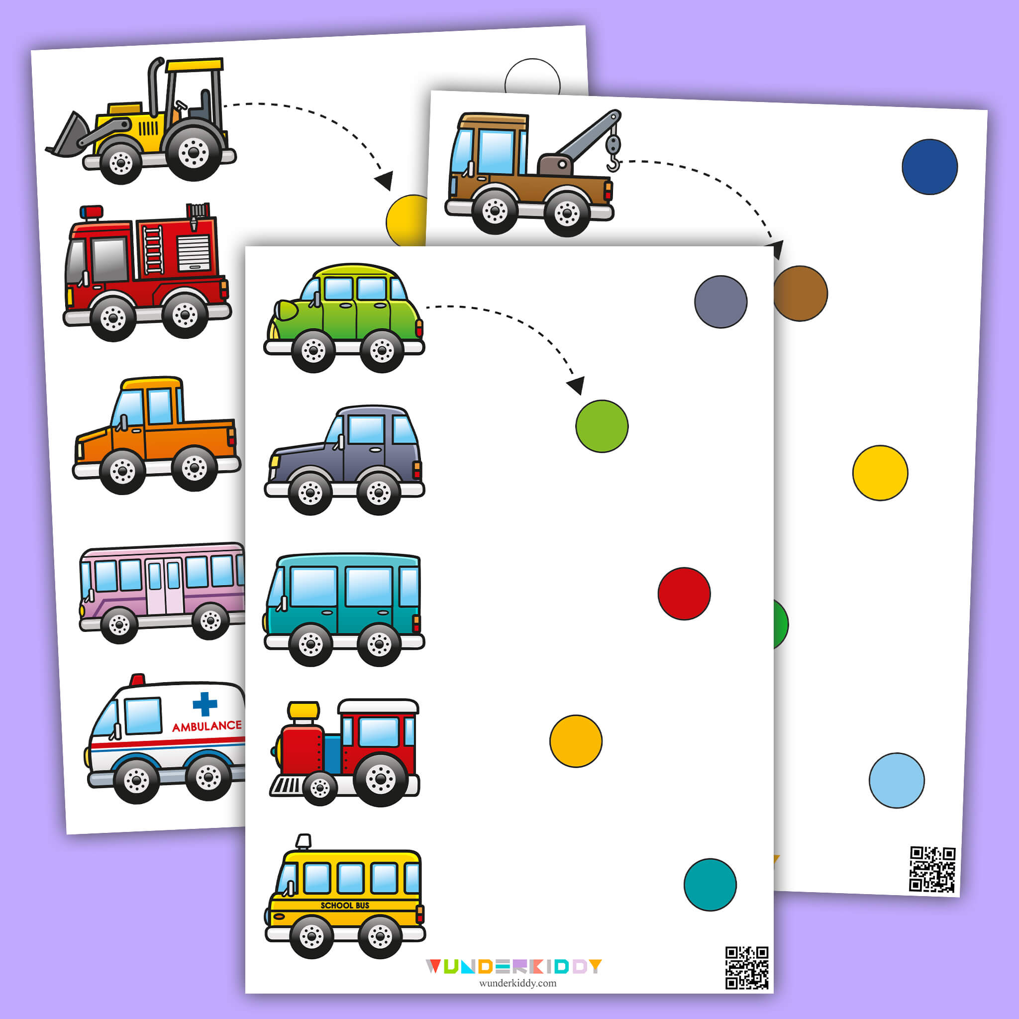 Printable Car Colors Matching Activity for Children