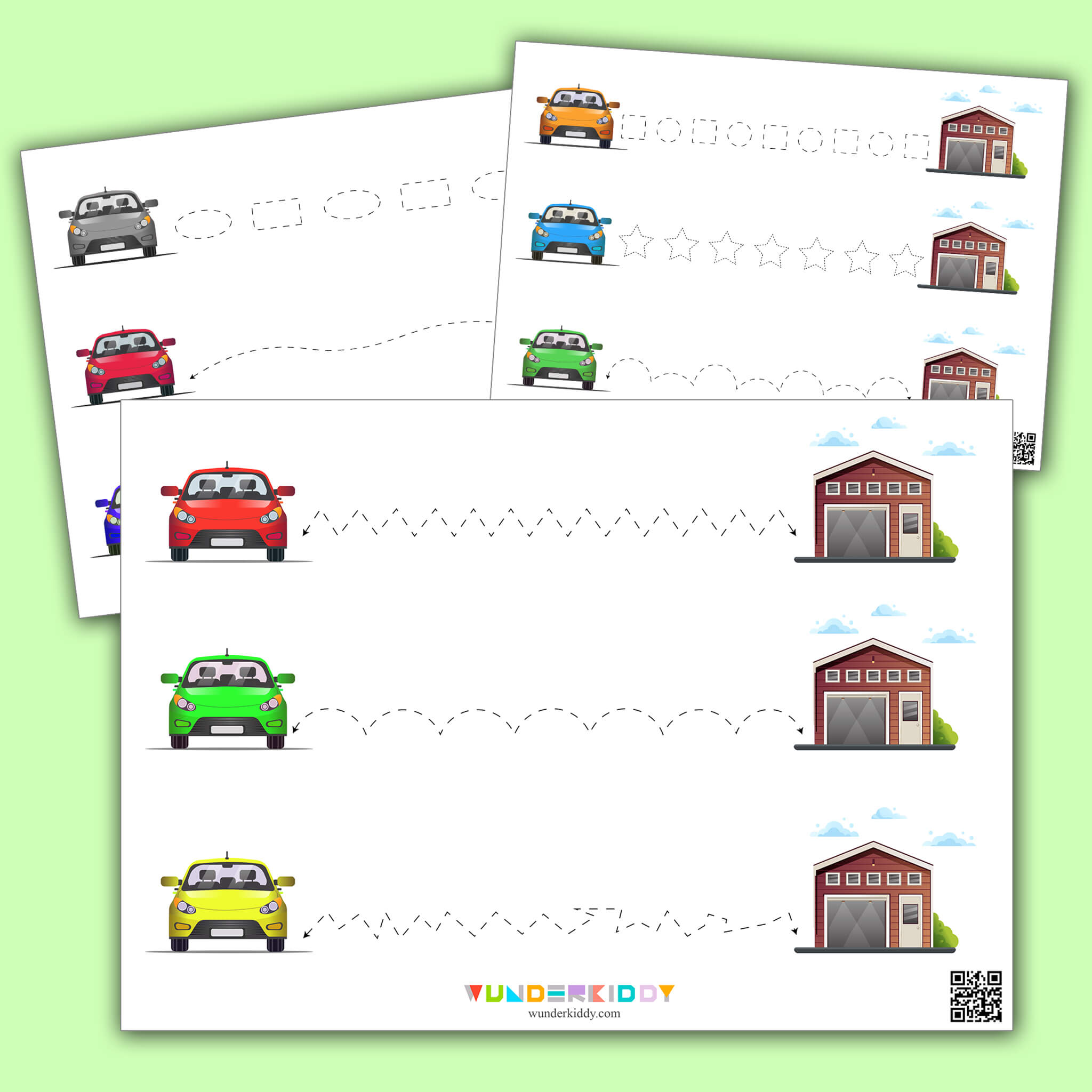 Tracing Worksheet for Beginners Card and Garage