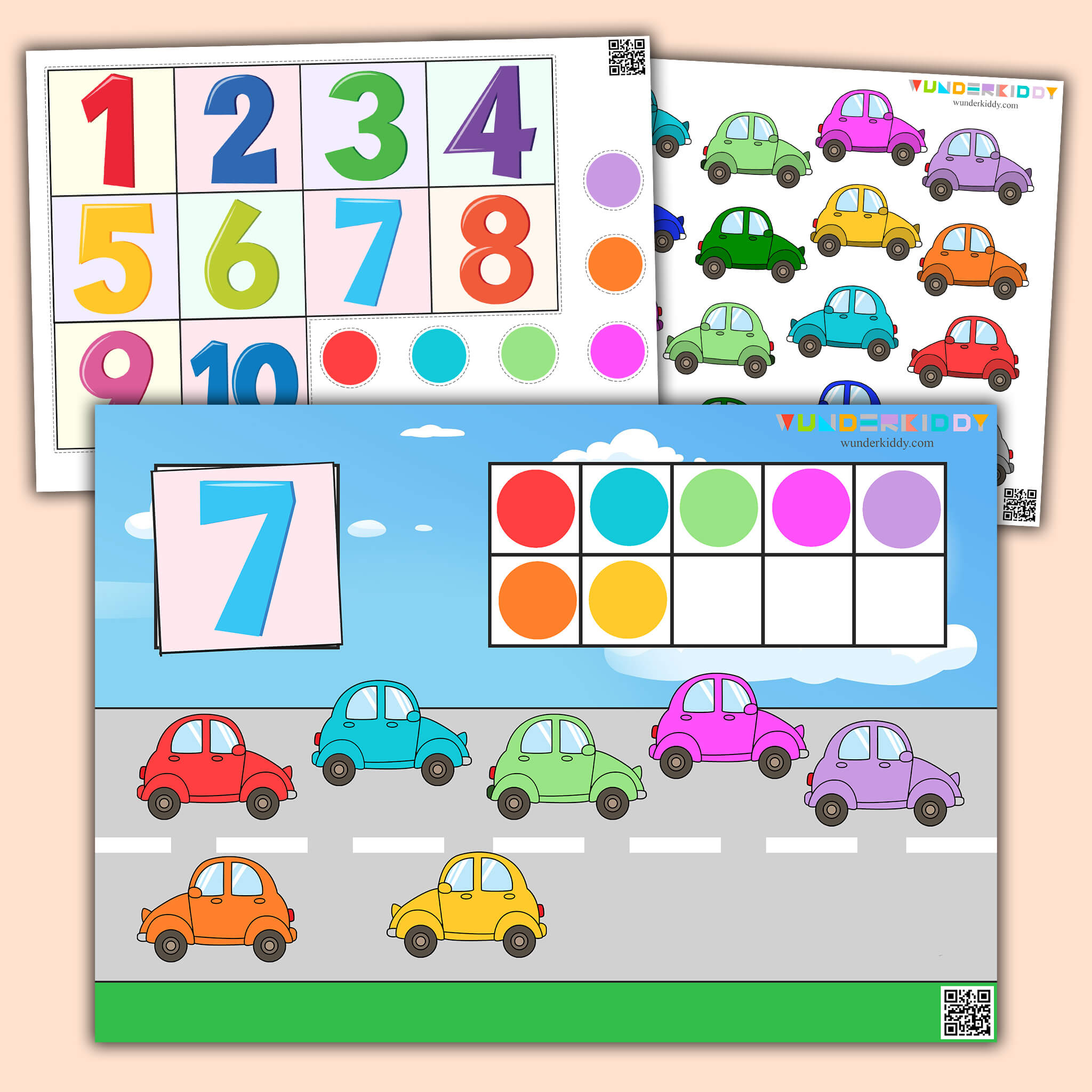 Математическая игра «Машинки и цифры 1-10»