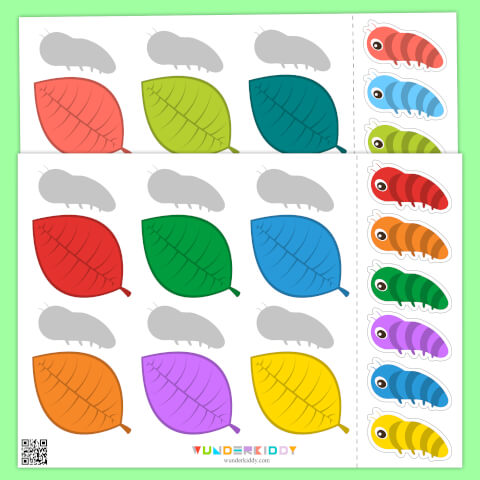 Emparejar orugas de colores para niños - Imagen 2