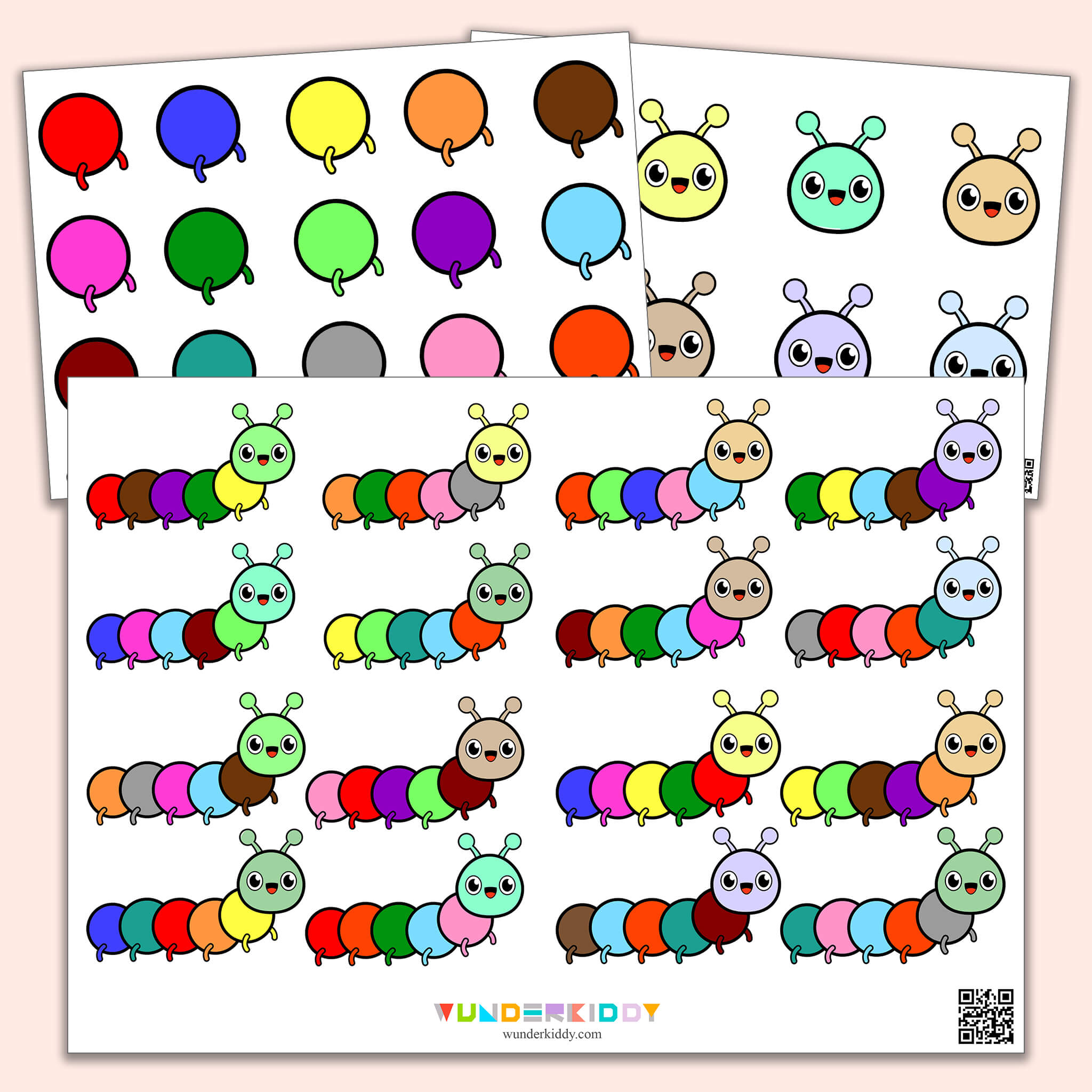 Caterpillar Colored Patterns Activity for Preschoolers
