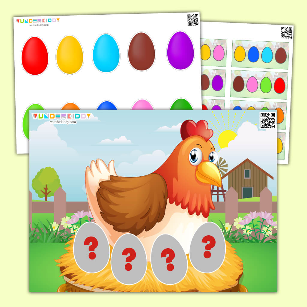 Printable Chicken Eggs Color Matching Game For Toddlers