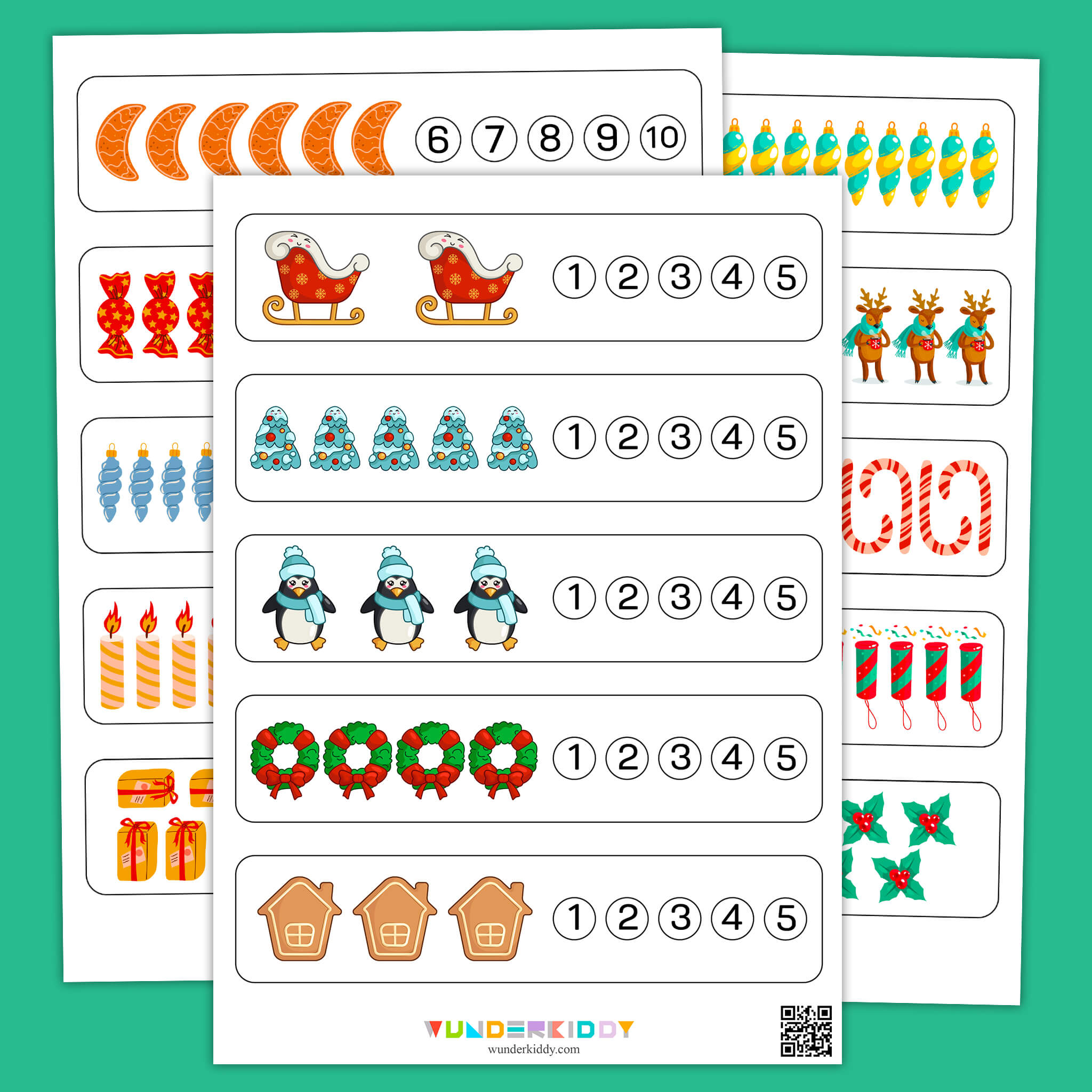 Christmas Count and Match Numbers 1-10