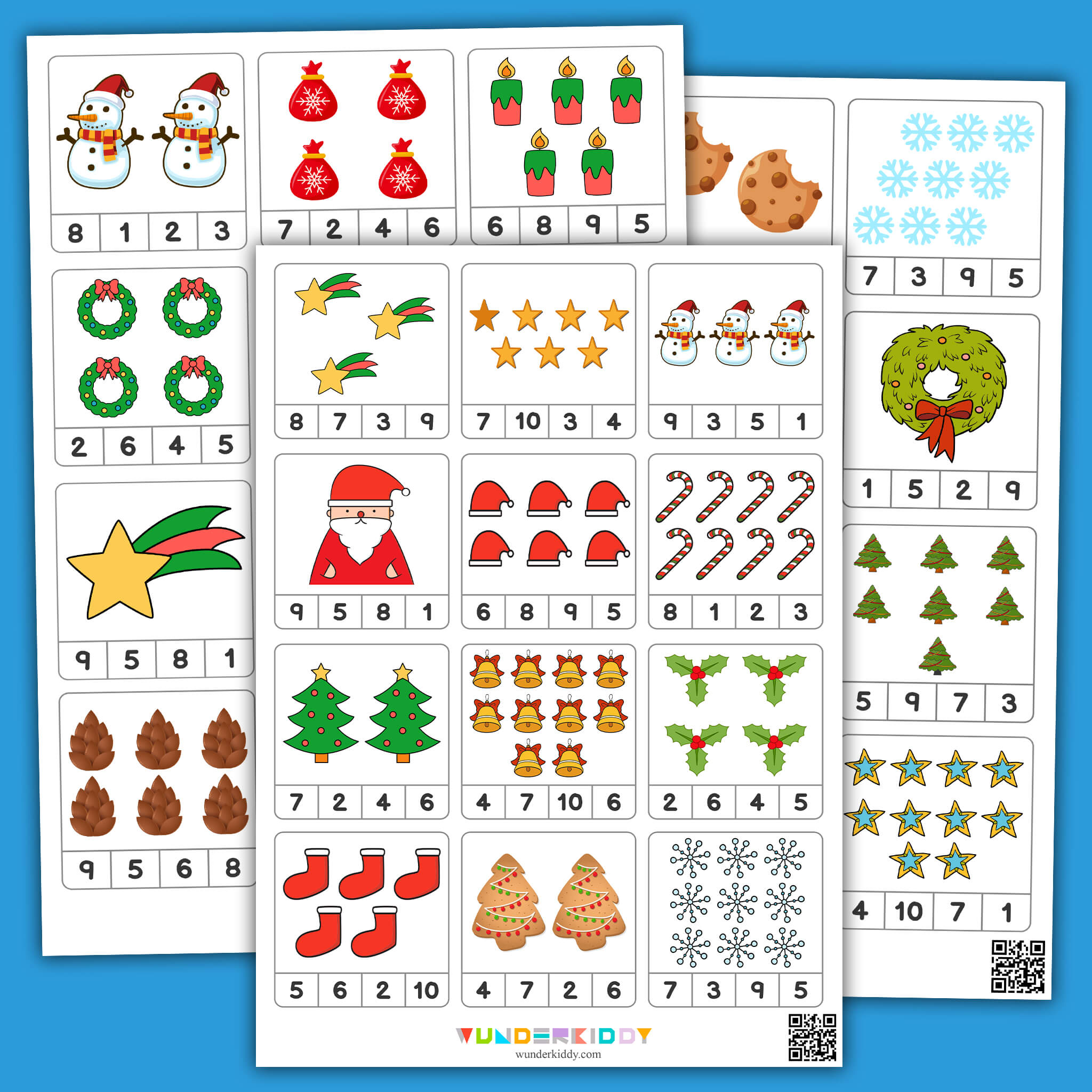 Christmas Counting Clip Cards