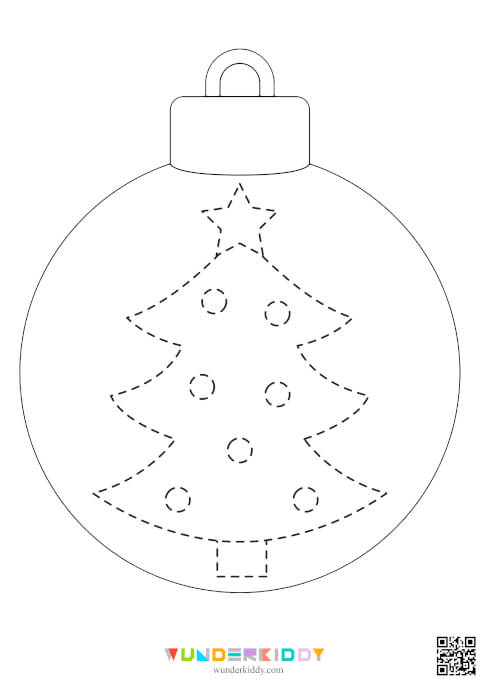 Printable Christmas Ball Trace and Color Worksheet for Preschool