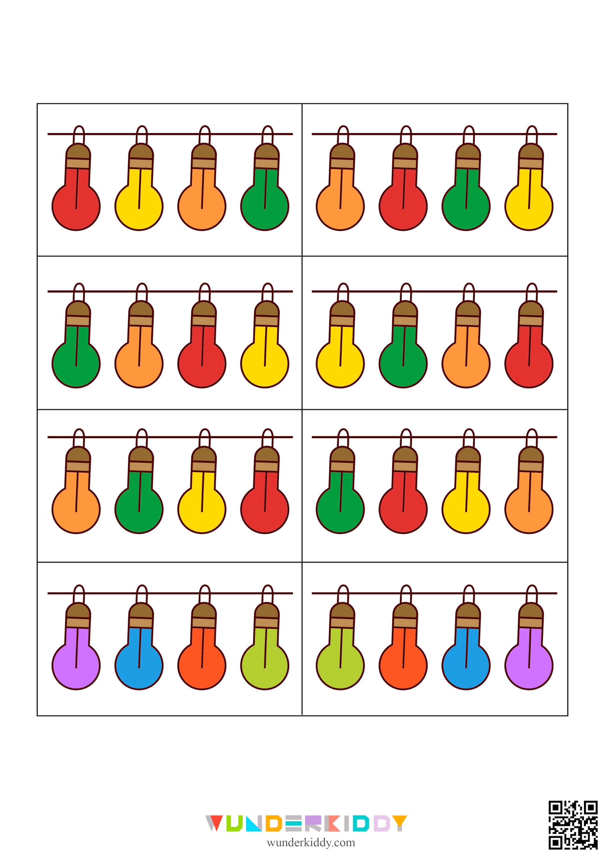 Holiday Light Patterns Worksheets Printable - Image 6