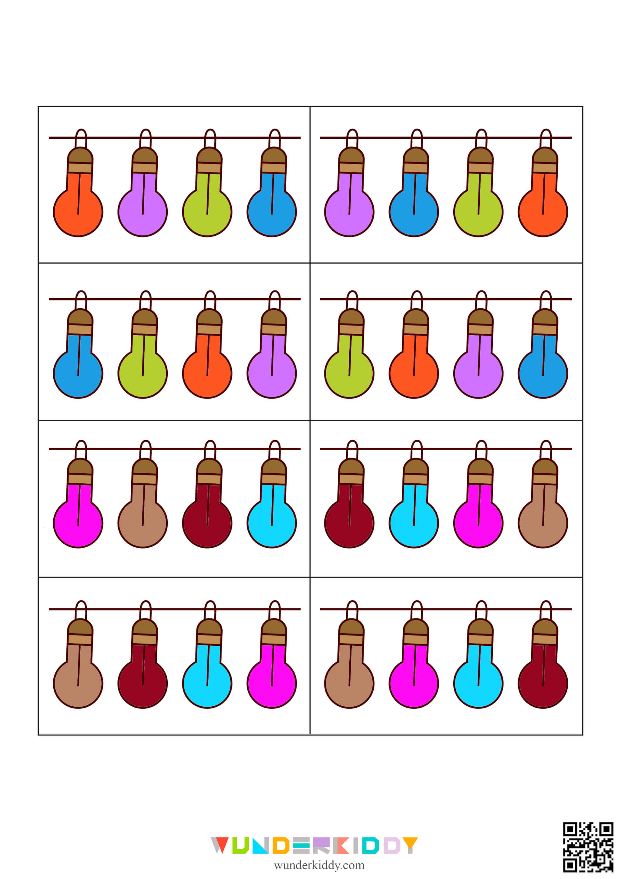 Holiday Light Patterns Worksheets Printable - Image 7