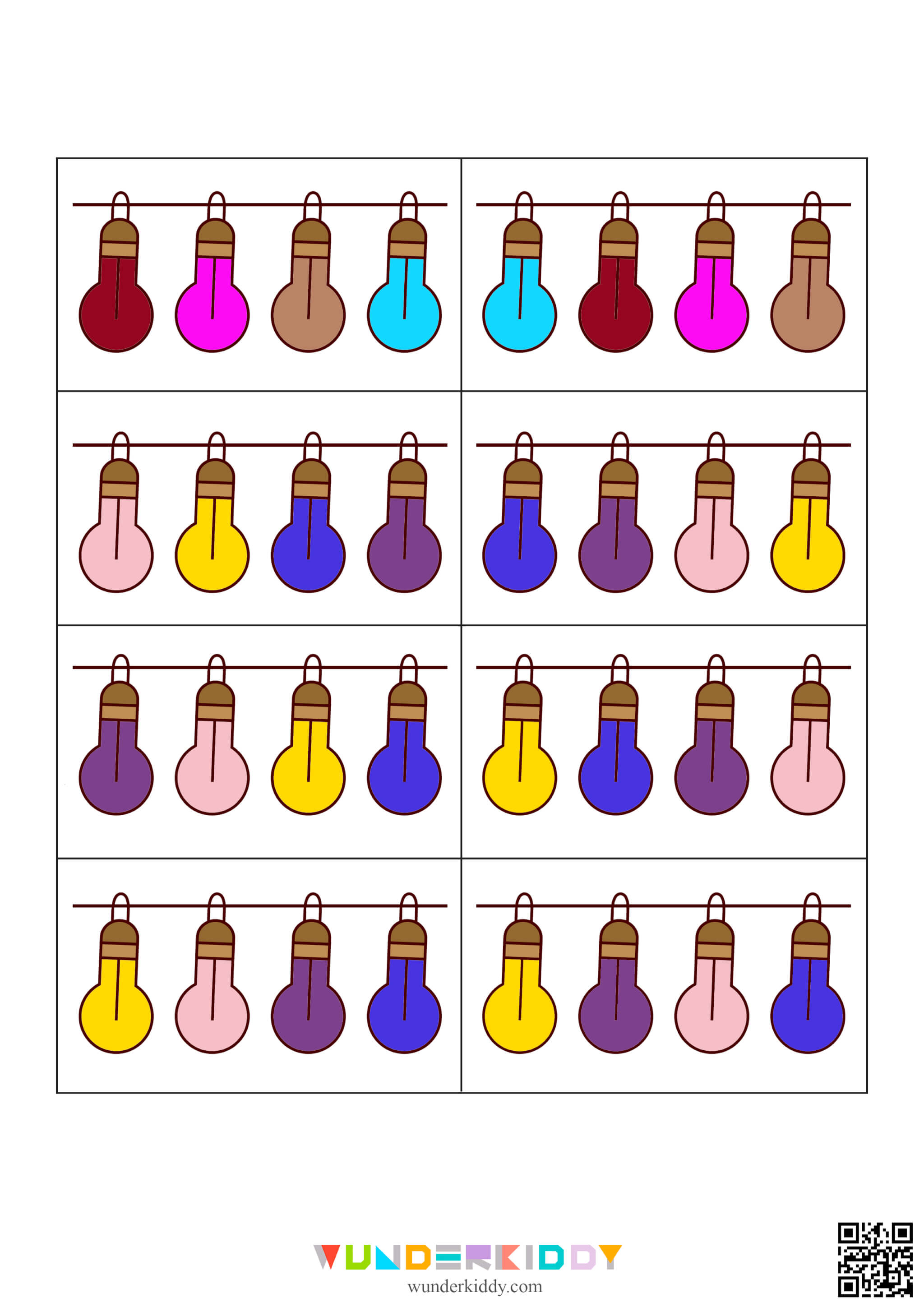 Holiday Light Patterns Worksheets Printable - Image 9