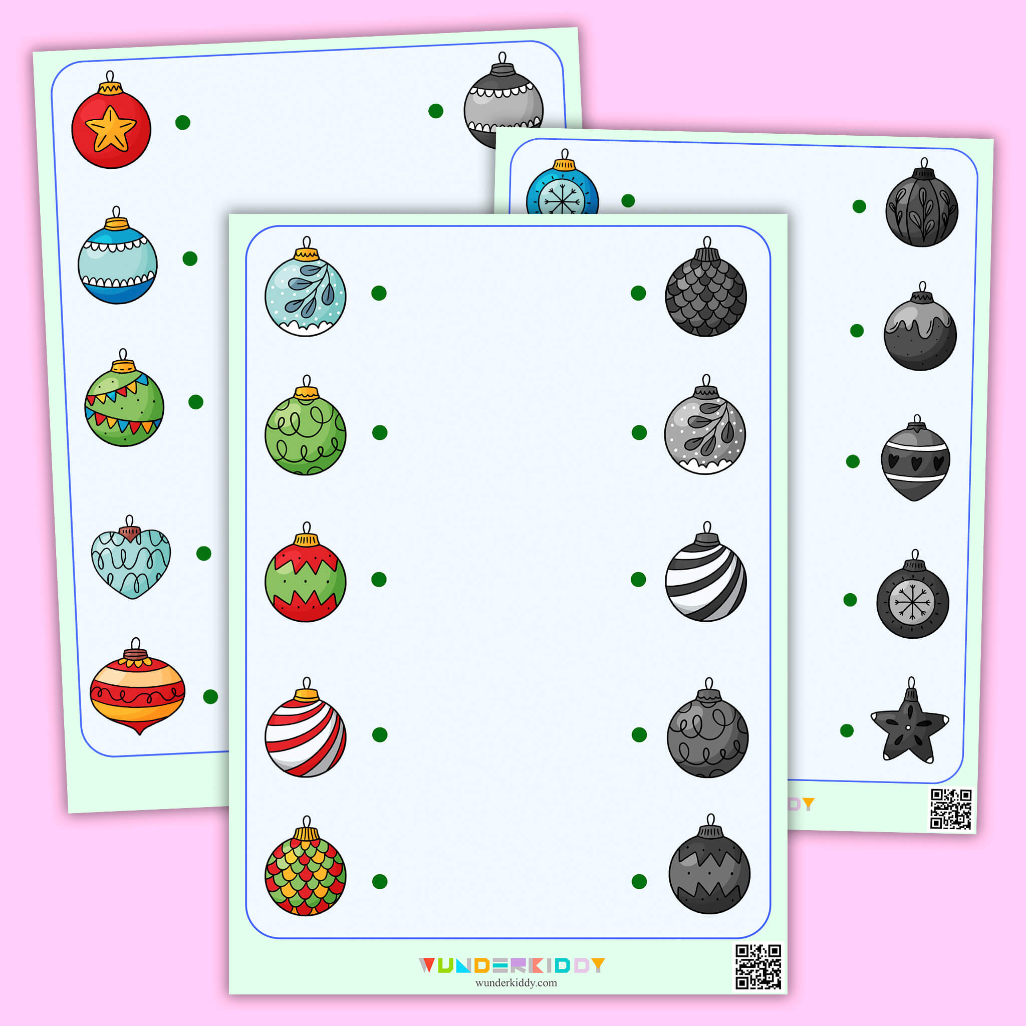 Printable Shadow Matching Worksheet Christmas Ornaments