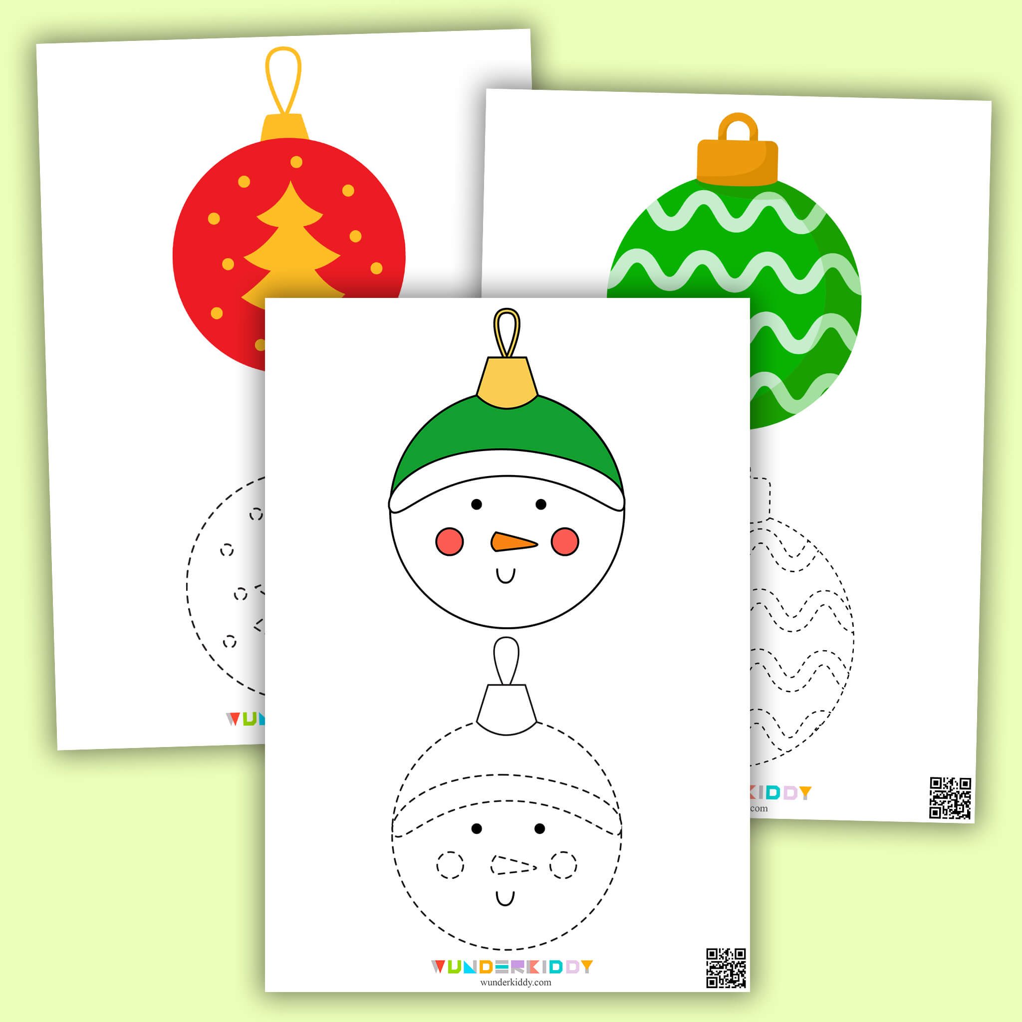 Worksheet «Christmas Trace and Color»