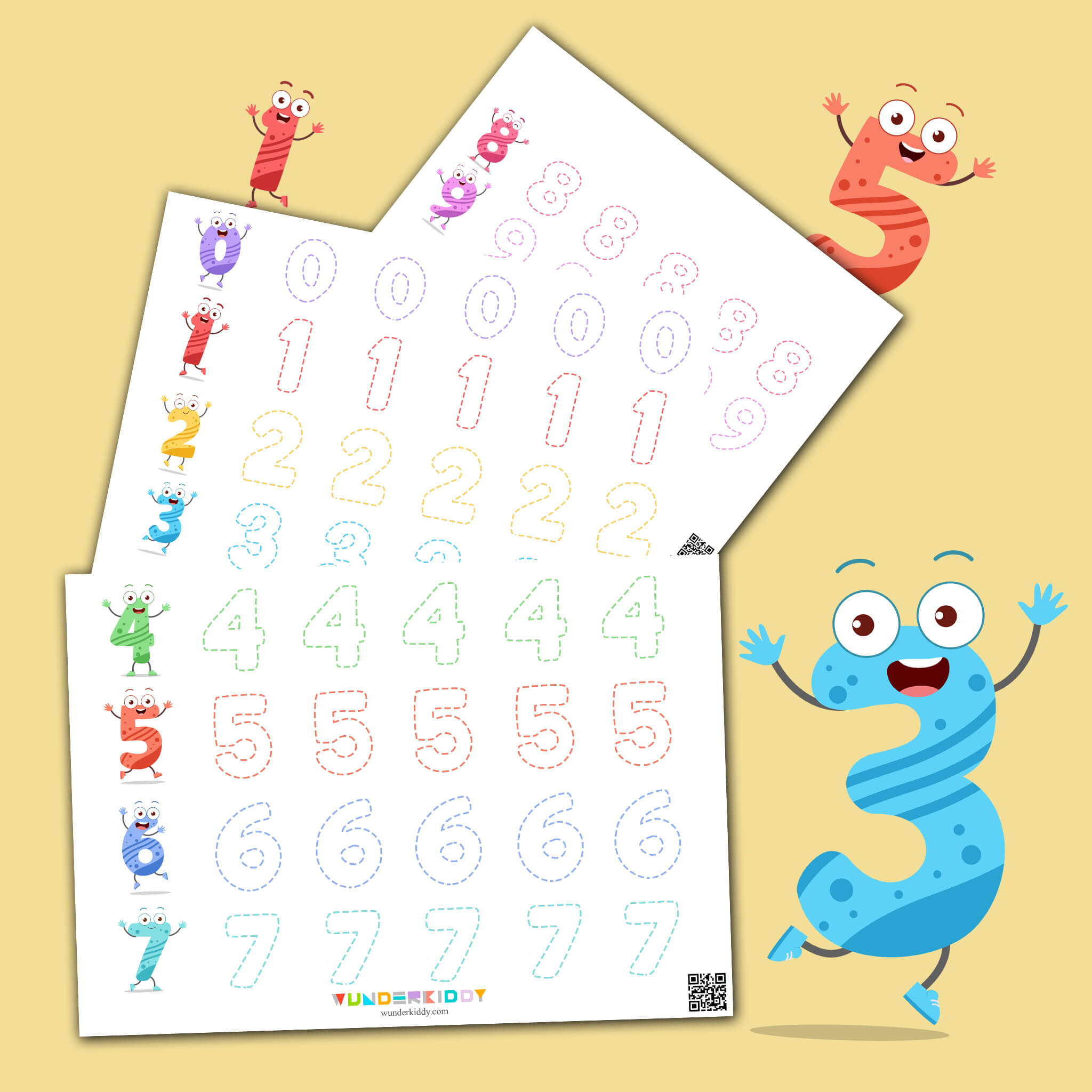 Trace and Color Numbers Worksheet