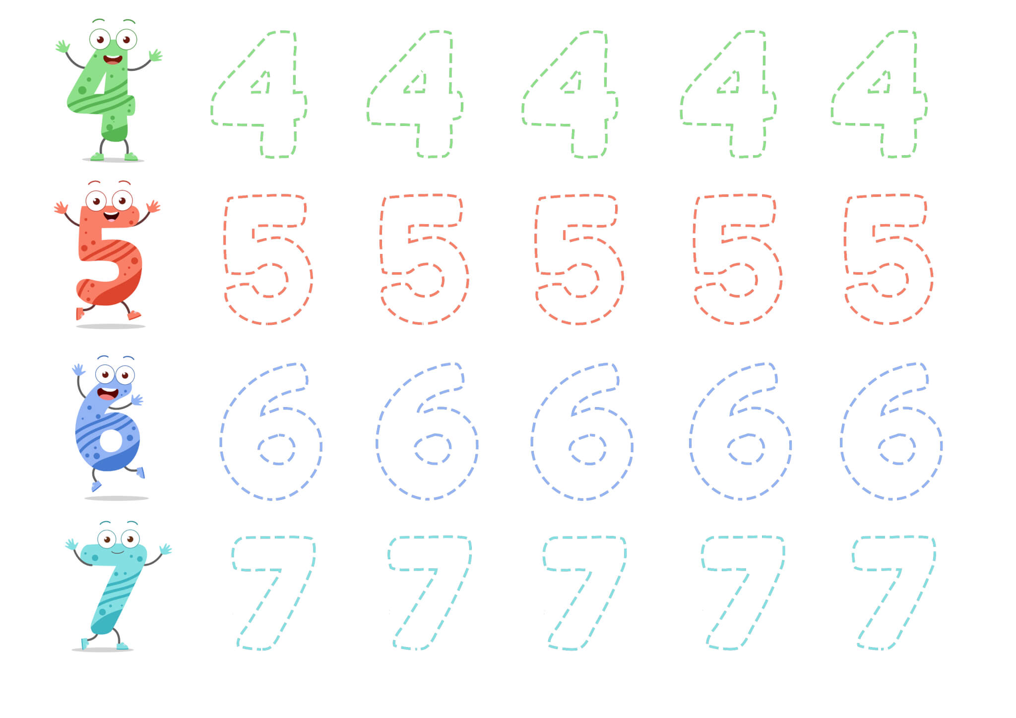 Trace and Color Numbers Worksheet - Image 3