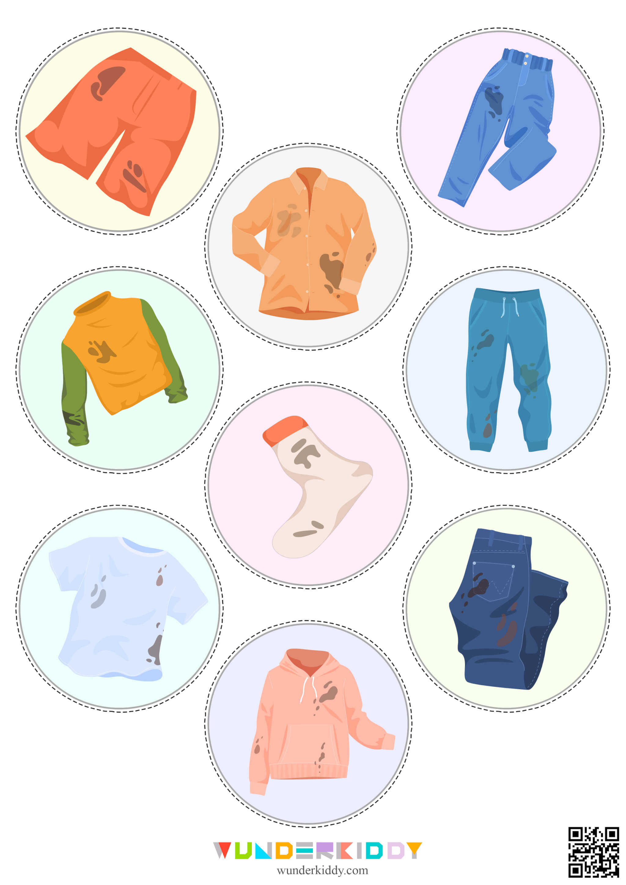 Printable Clean and Dirty Clothes Sorting Worksheet for Kids