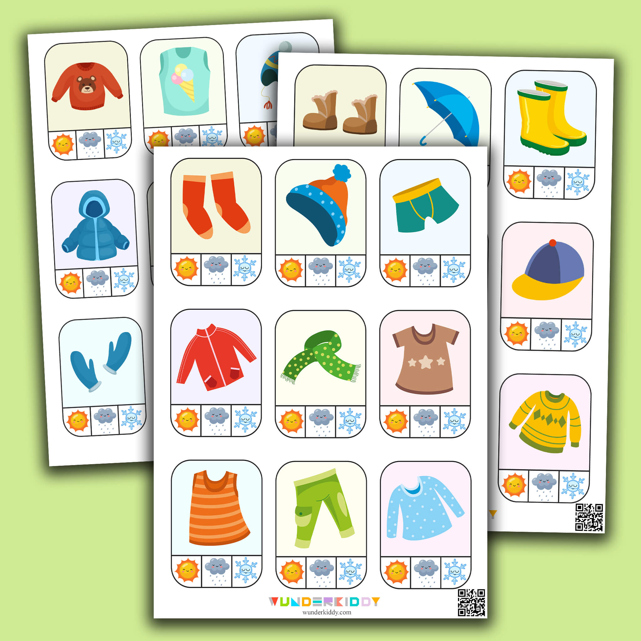 Clothes and Weather Clothespin Matching Activity