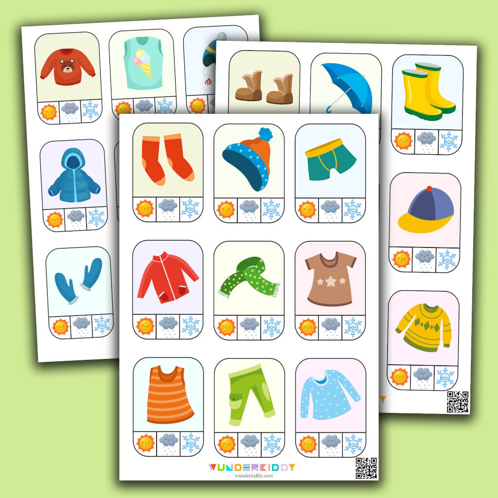 Clothes and Weather Printable Preschool Match Activity