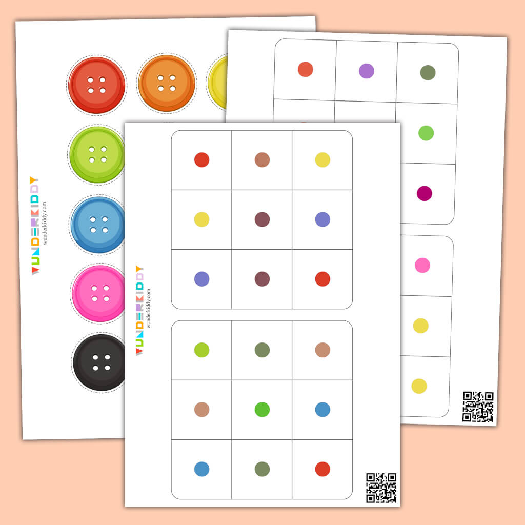 Printable Color Buttons Matching Activity Pattern for Kids