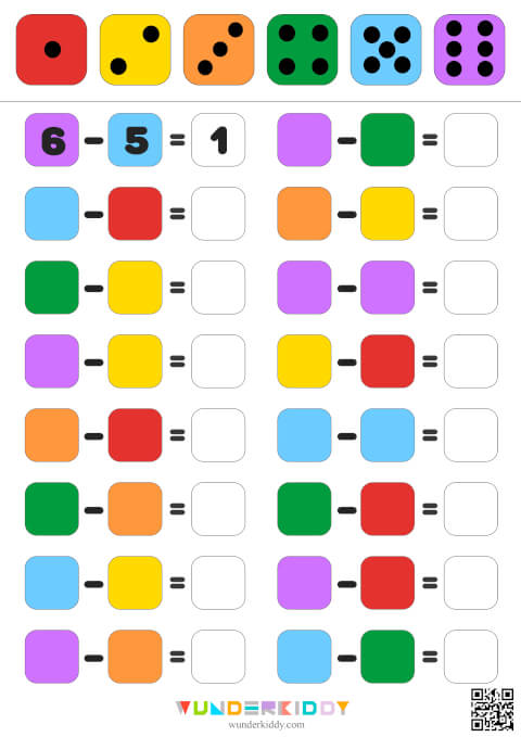Color Dice Math Worksheets - Image 3