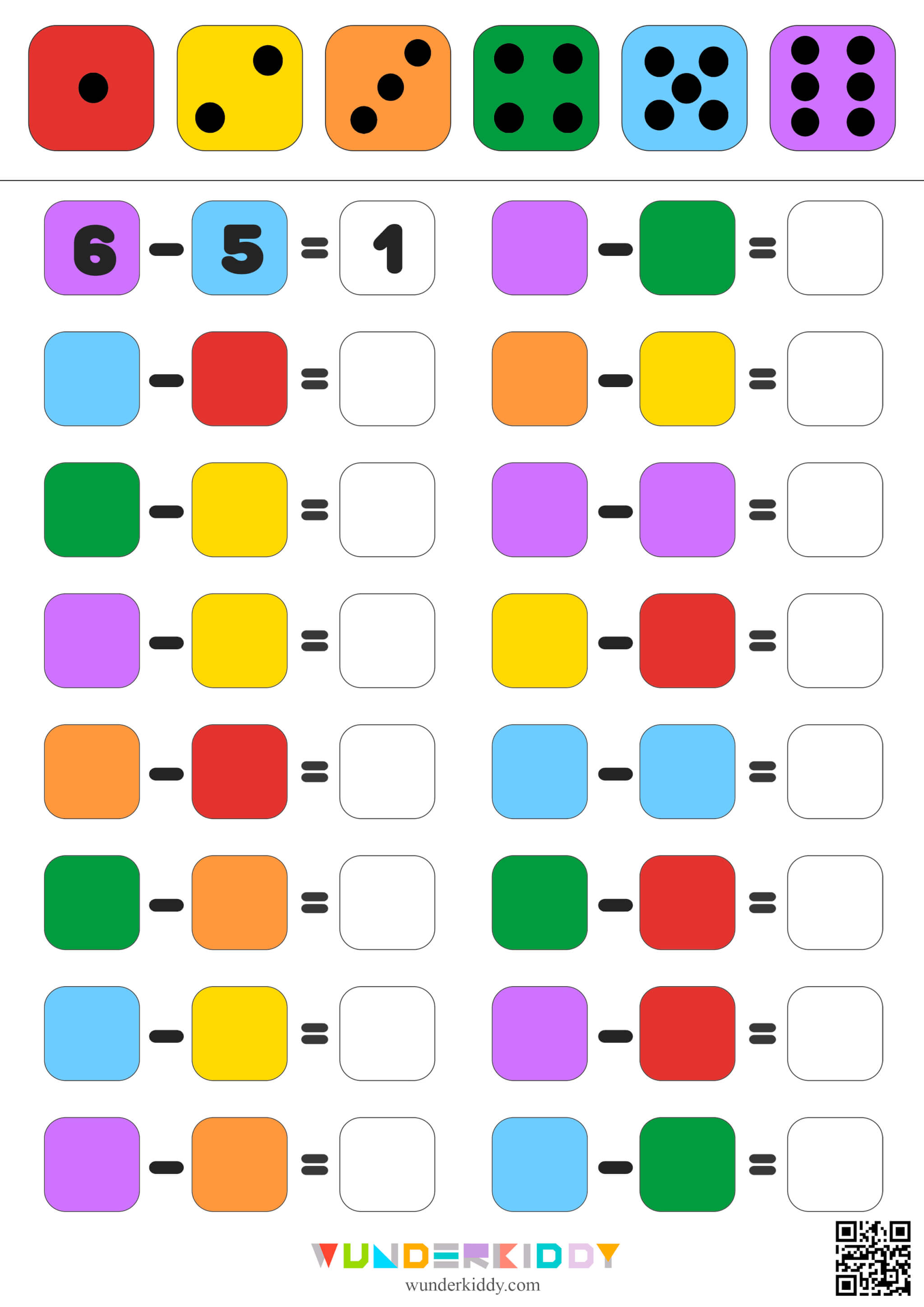 Color Dice Math Worksheets - Image 3